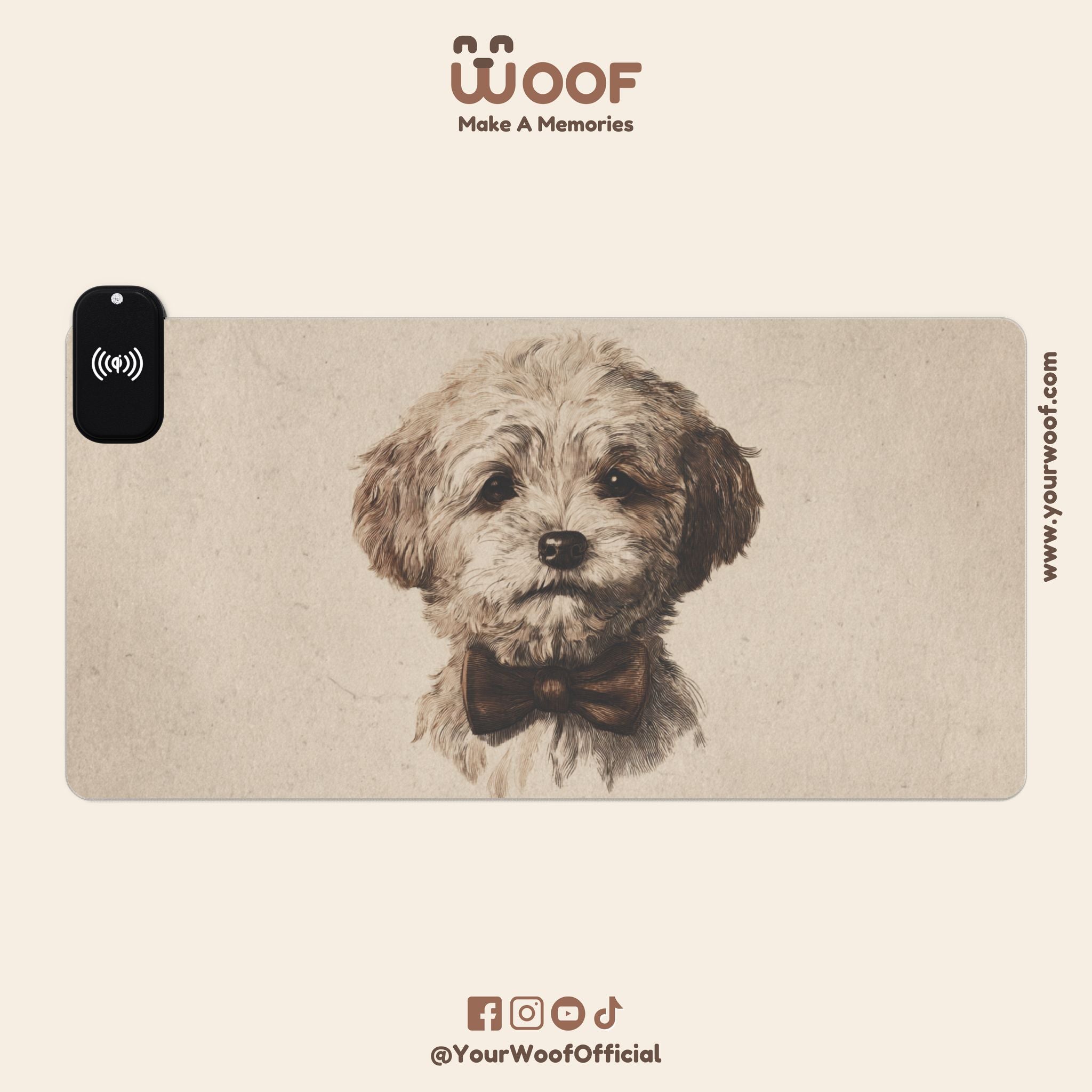 Wireless Charging LED Gaming Mouse Pad - Adorable Pet Design
