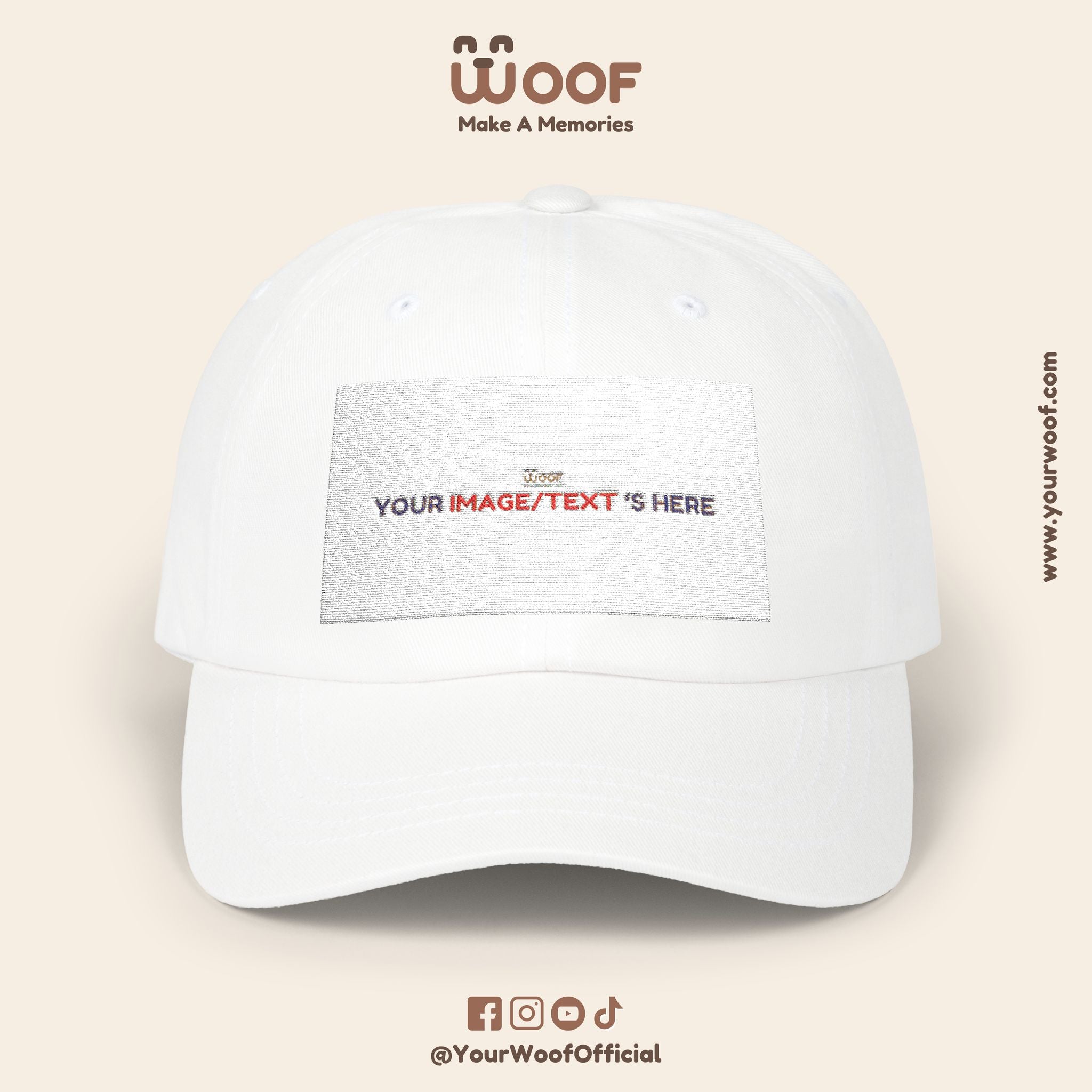Classic Dad Cap with Woof Design, Adjustable Cap for Dog Lovers, Gift for Pet Owners, Casual Style Hat, Everyday Wear