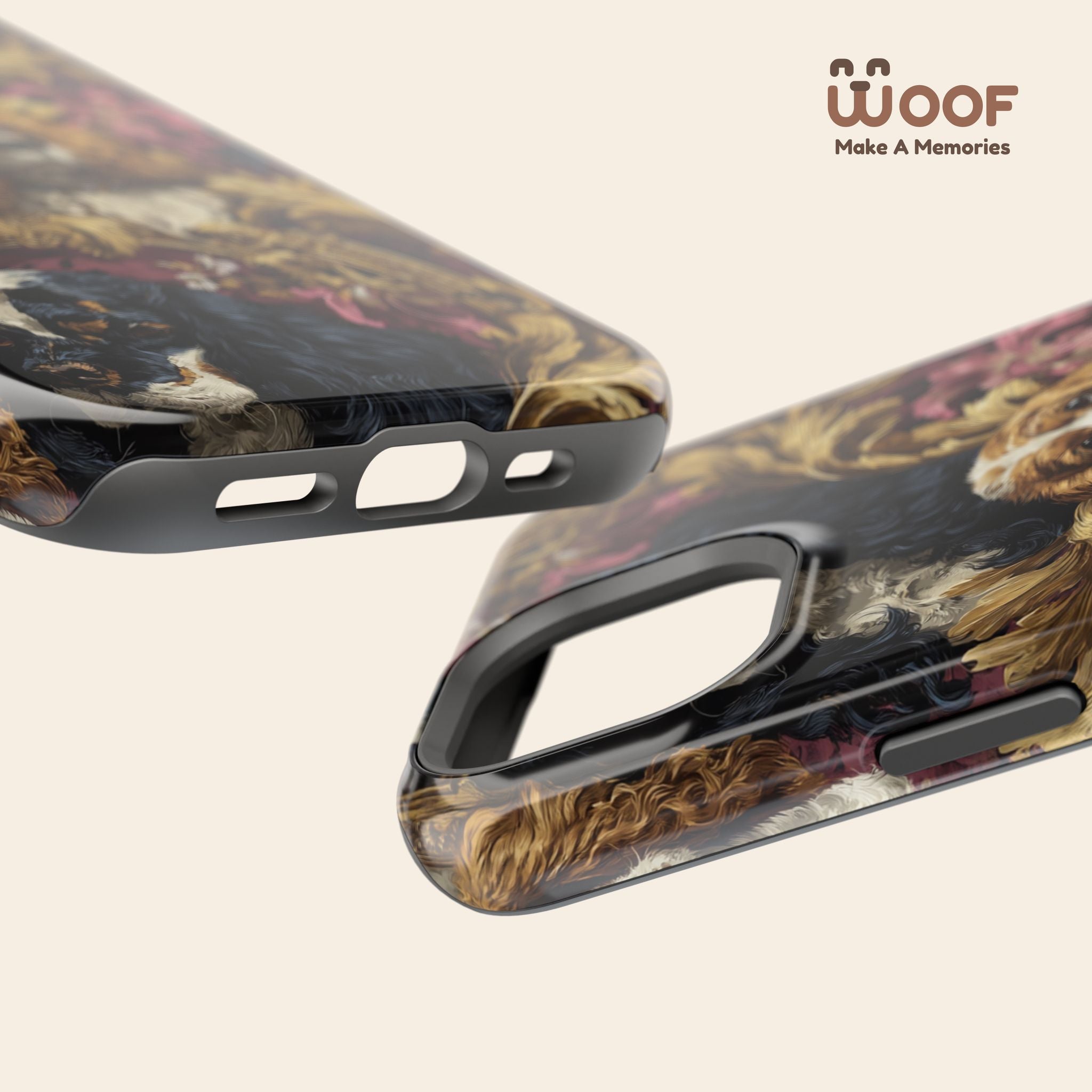 Elegant Pet Portrait Phone Case – Floral Design, Dog Lover Gift, Durable Phone Cover, Unique Art Case, Stylish Accessory