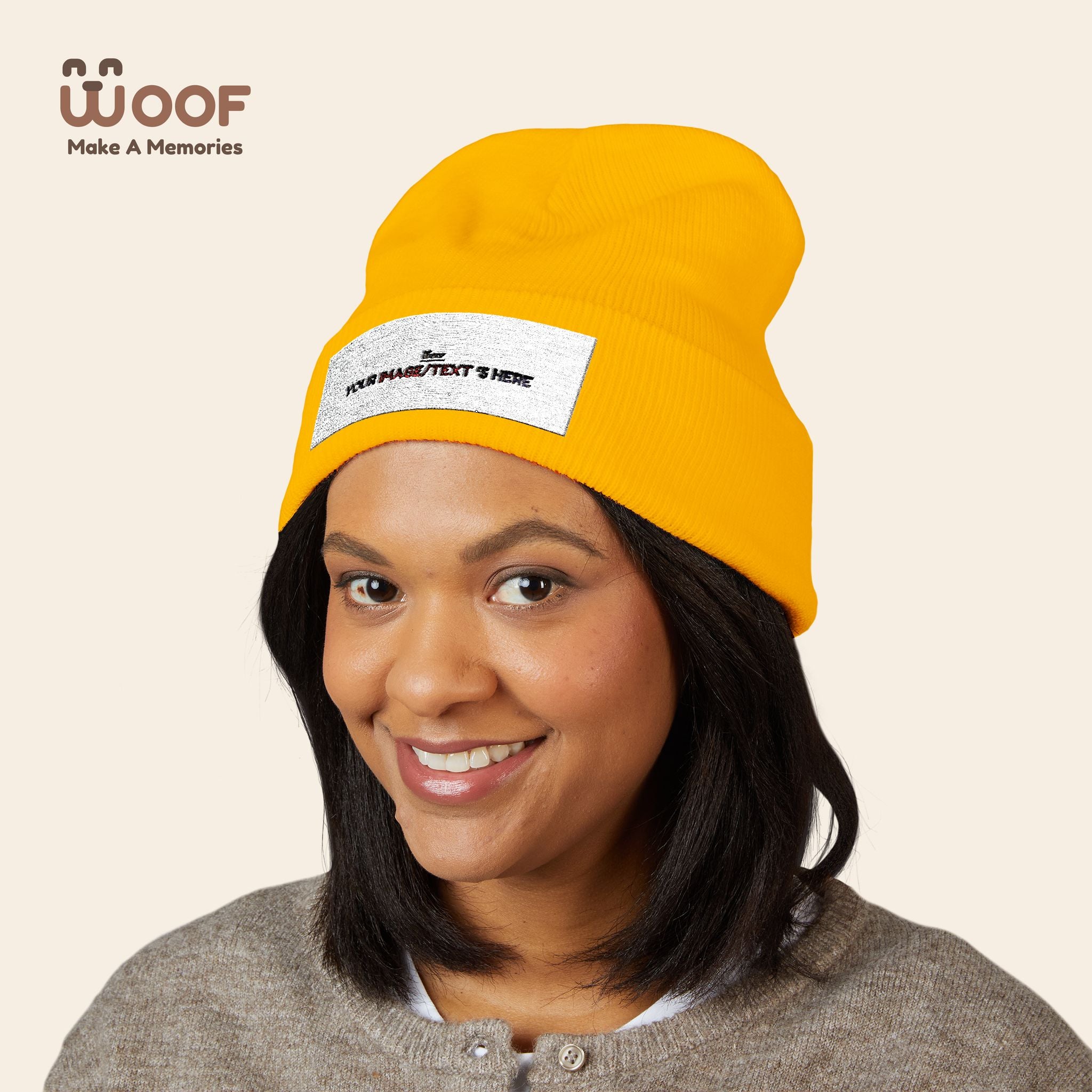Classic Cuffed Beanie with 'Woof' Embroidery - Perfect for Dog Lovers, Winter Wear, Gift for Pet Owners, Cozy Accessory, Everyday Style