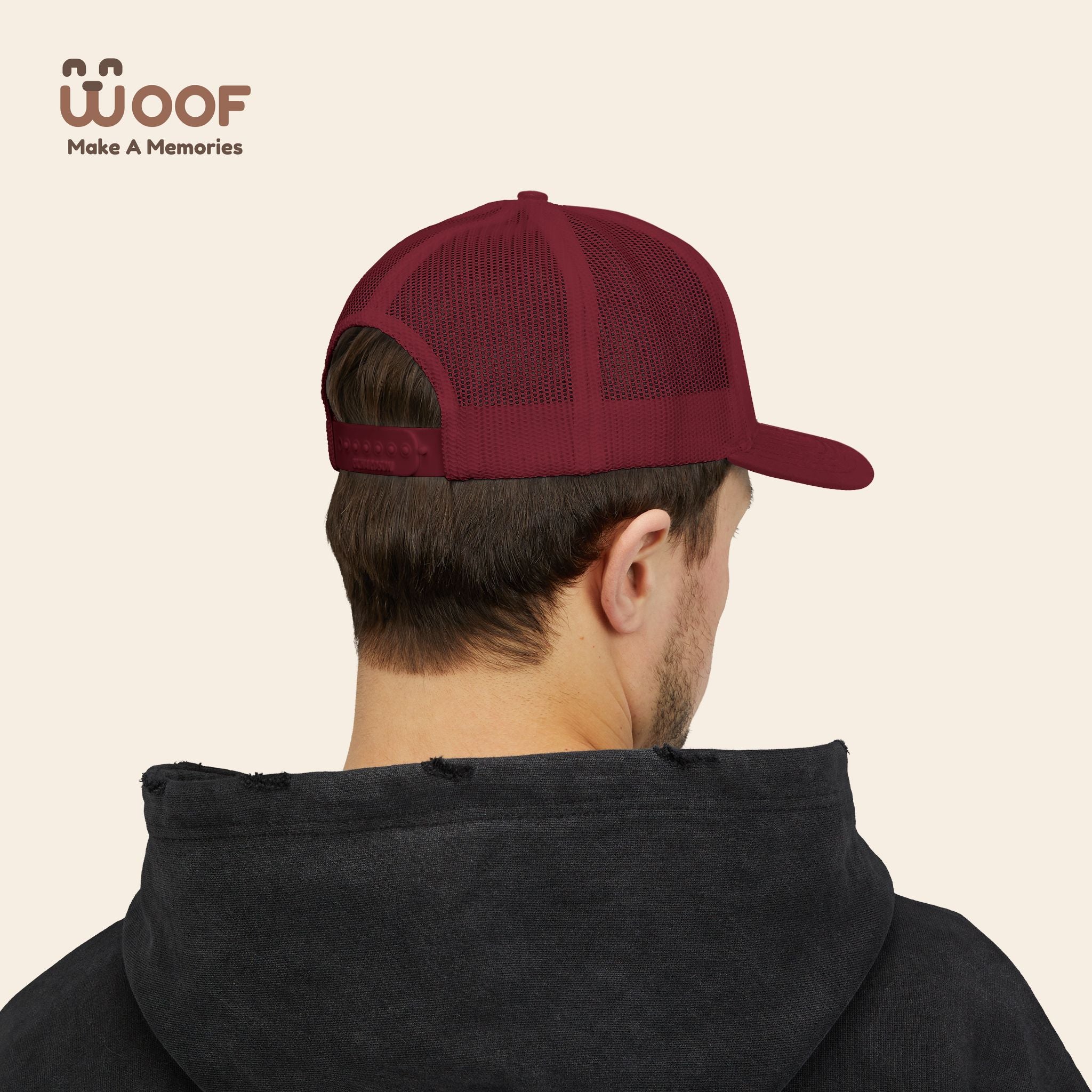 Woof Snapback Trucker Cap - Pet Lovers Gift, Dog Mom Hat, Casual Outdoor Accessory, Fun Pet Apparel, Unique Dog Dad Gift