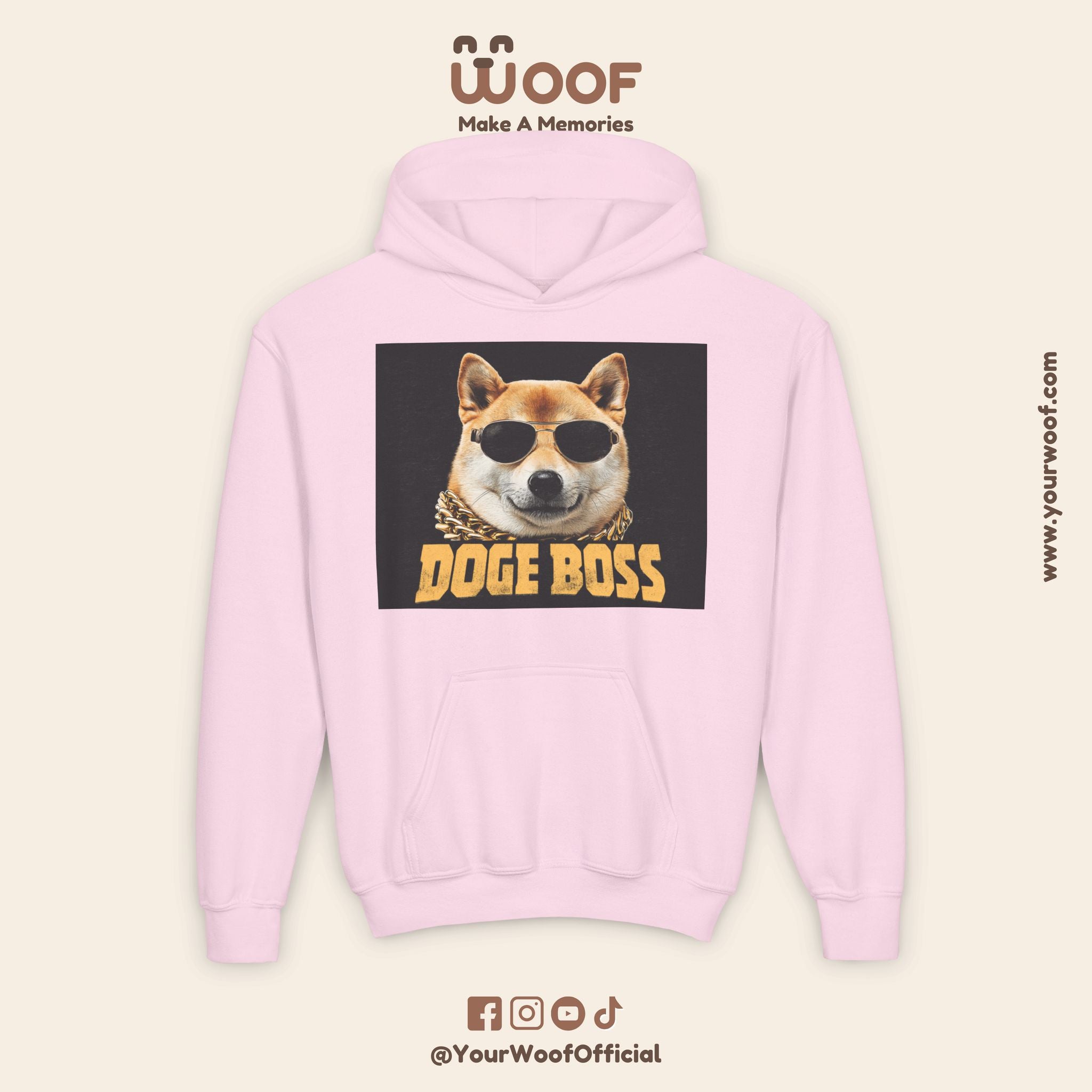 Youth Doge Boss Sweatshirt, Funny Dog Hoodie, Cool Gift for Dog Lovers, Youth Fashion, Casual Style for Kids