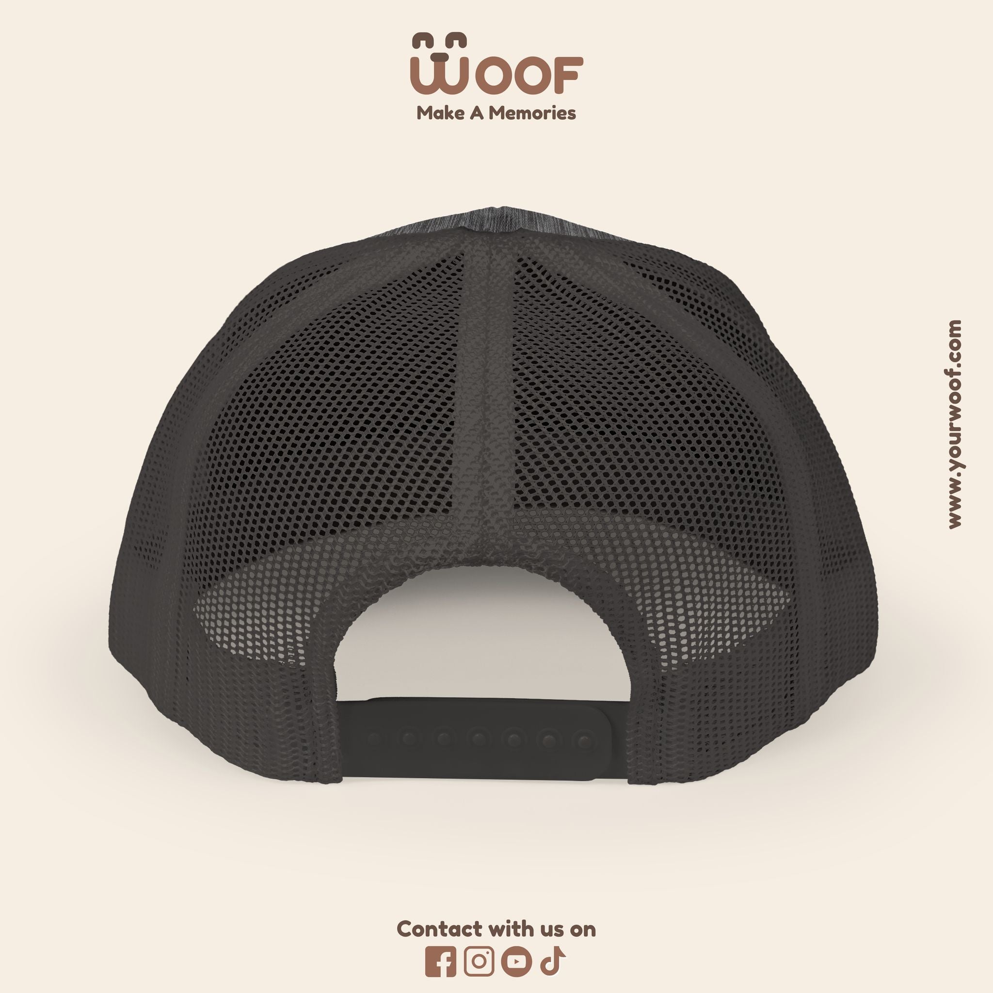 Woof Snapback Trucker Cap - Pet Lovers Gift, Dog Mom Hat, Casual Outdoor Accessory, Fun Pet Apparel, Unique Dog Dad Gift