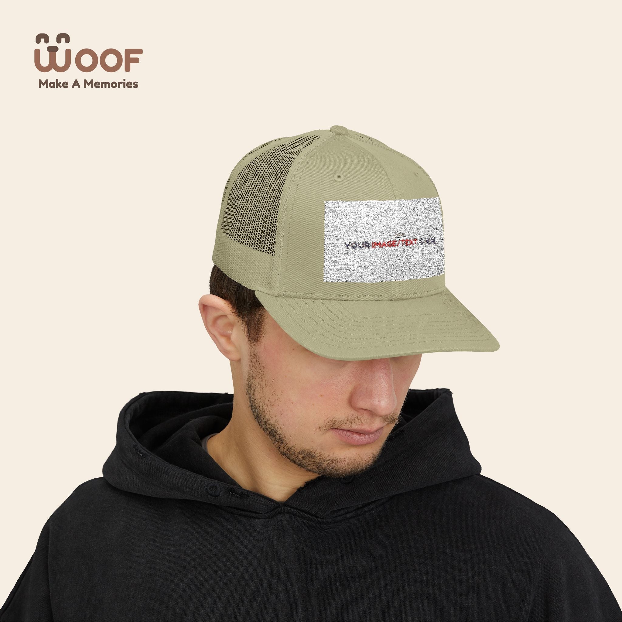 Woof Snapback Trucker Cap - Pet Lovers Gift, Dog Mom Hat, Casual Outdoor Accessory, Fun Pet Apparel, Unique Dog Dad Gift