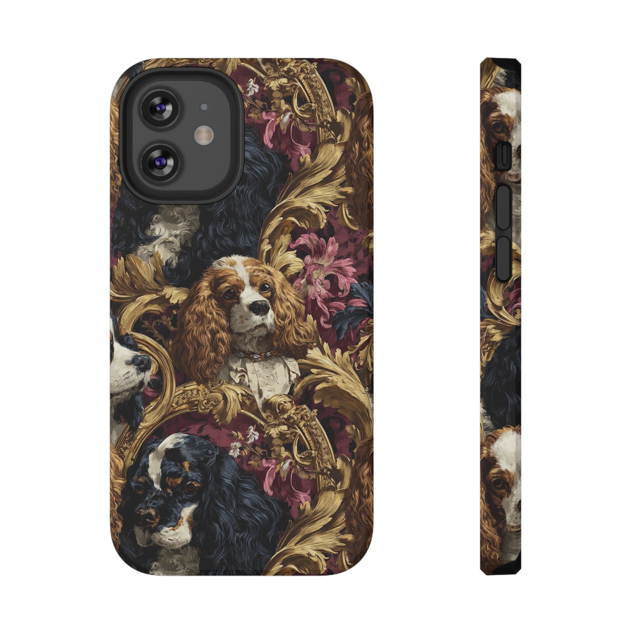 Elegant Pet Portrait Phone Case – Floral Design, Dog Lover Gift, Durable Phone Cover, Unique Art Case, Stylish Accessory
