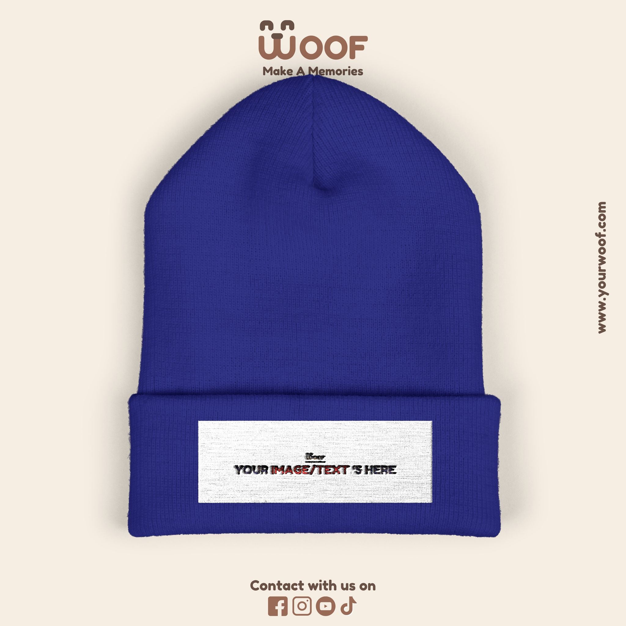 Classic Cuffed Beanie with 'Woof' Embroidery - Perfect for Dog Lovers, Winter Wear, Gift for Pet Owners, Cozy Accessory, Everyday Style