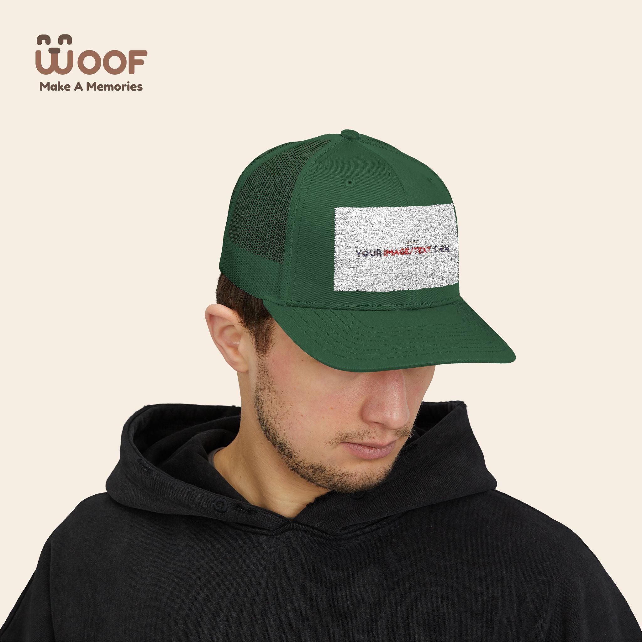 Woof Snapback Trucker Cap - Pet Lovers Gift, Dog Mom Hat, Casual Outdoor Accessory, Fun Pet Apparel, Unique Dog Dad Gift
