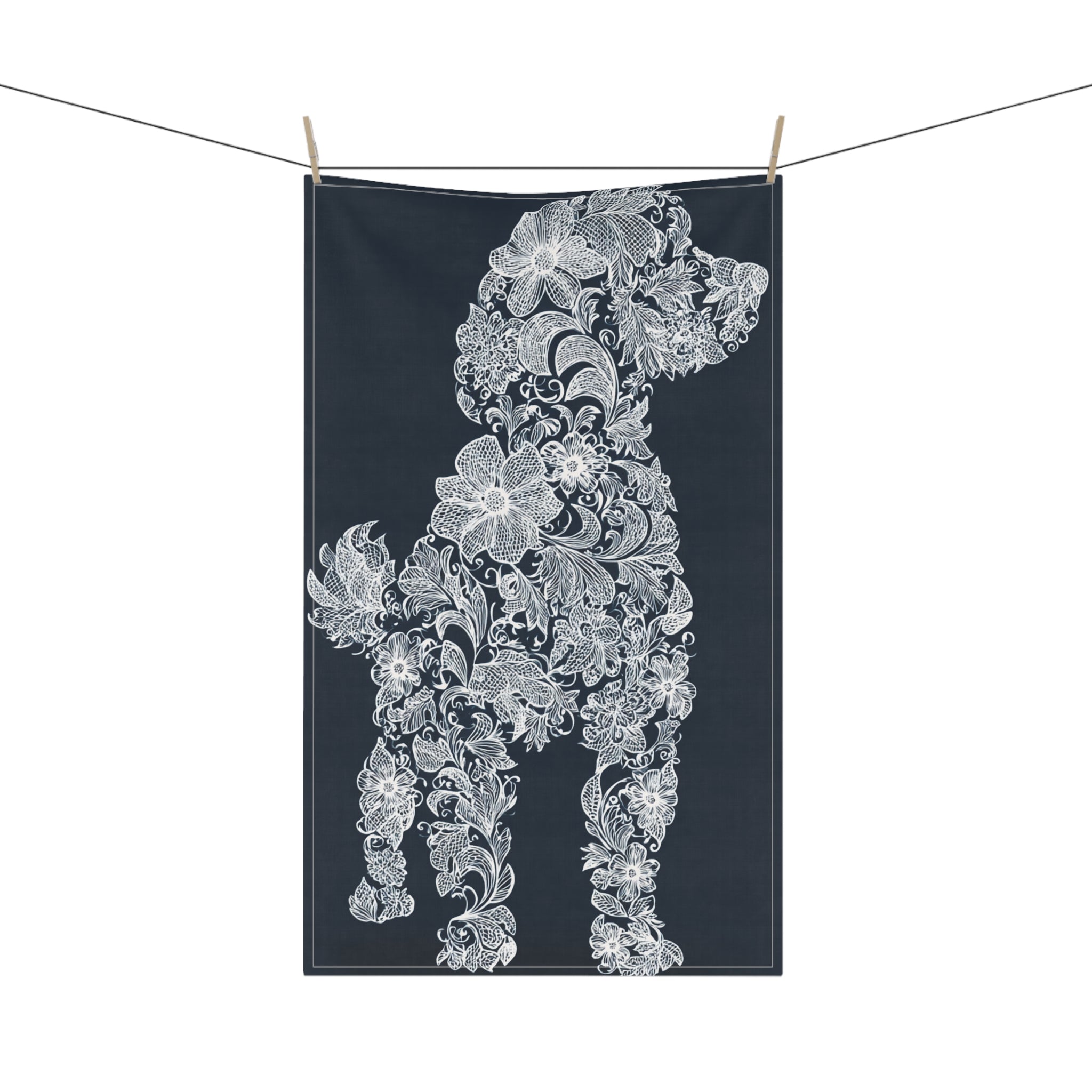 Floral Dog Design Tea Towels - Elegant Cotton Kitchen Décor