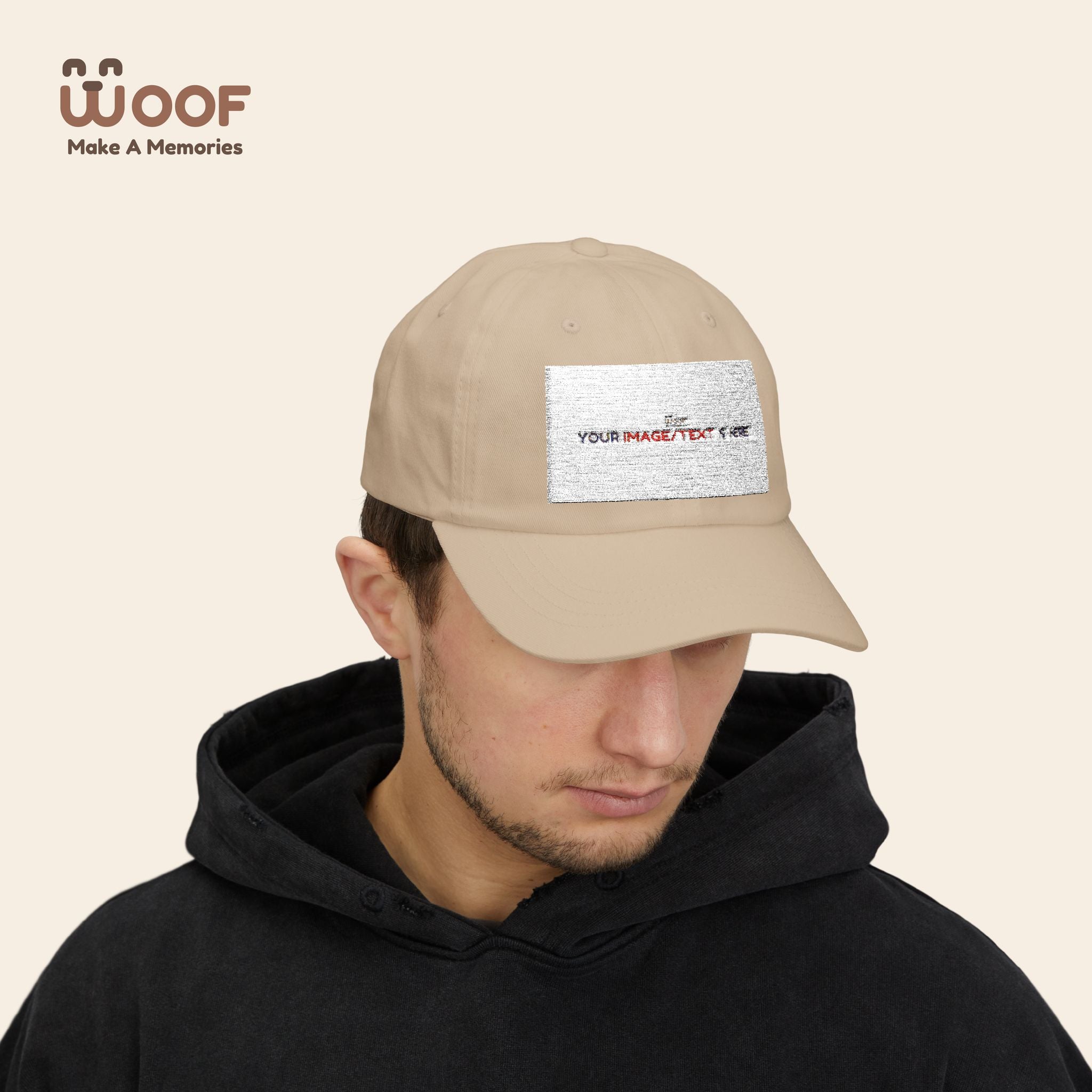 Classic Dad Cap with Woof Design, Adjustable Cap for Dog Lovers, Gift for Pet Owners, Casual Style Hat, Everyday Wear