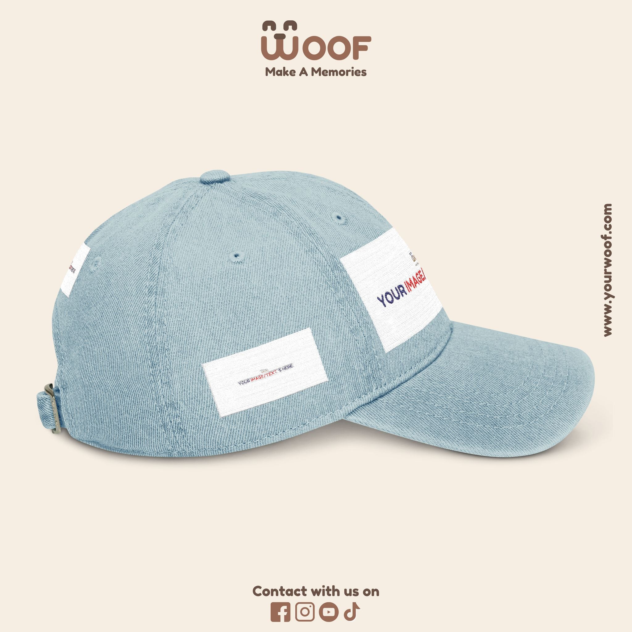 Custom Embroidered Denim Hat, Gift for Dog Lovers, Casual Style Cap, Perfect for Birthdays, Outdoor Adventures, Woof Theme