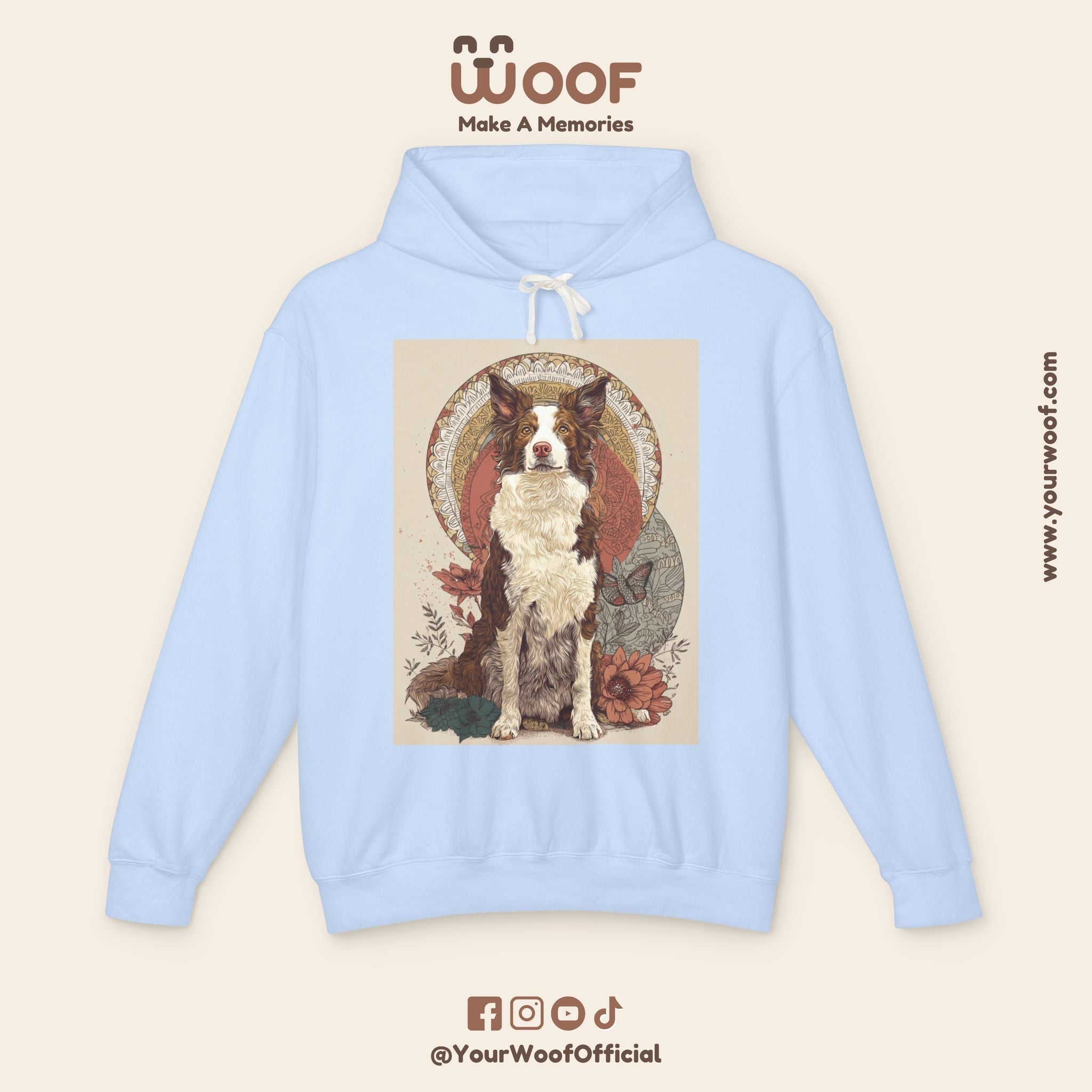 Vintage Dog Art Unisex Lightweight Hooded Sweatshirt - Pet Lover Gift, Nature-Inspired Apparel, Cozy Spring Layer, Dog-Themed Fashion