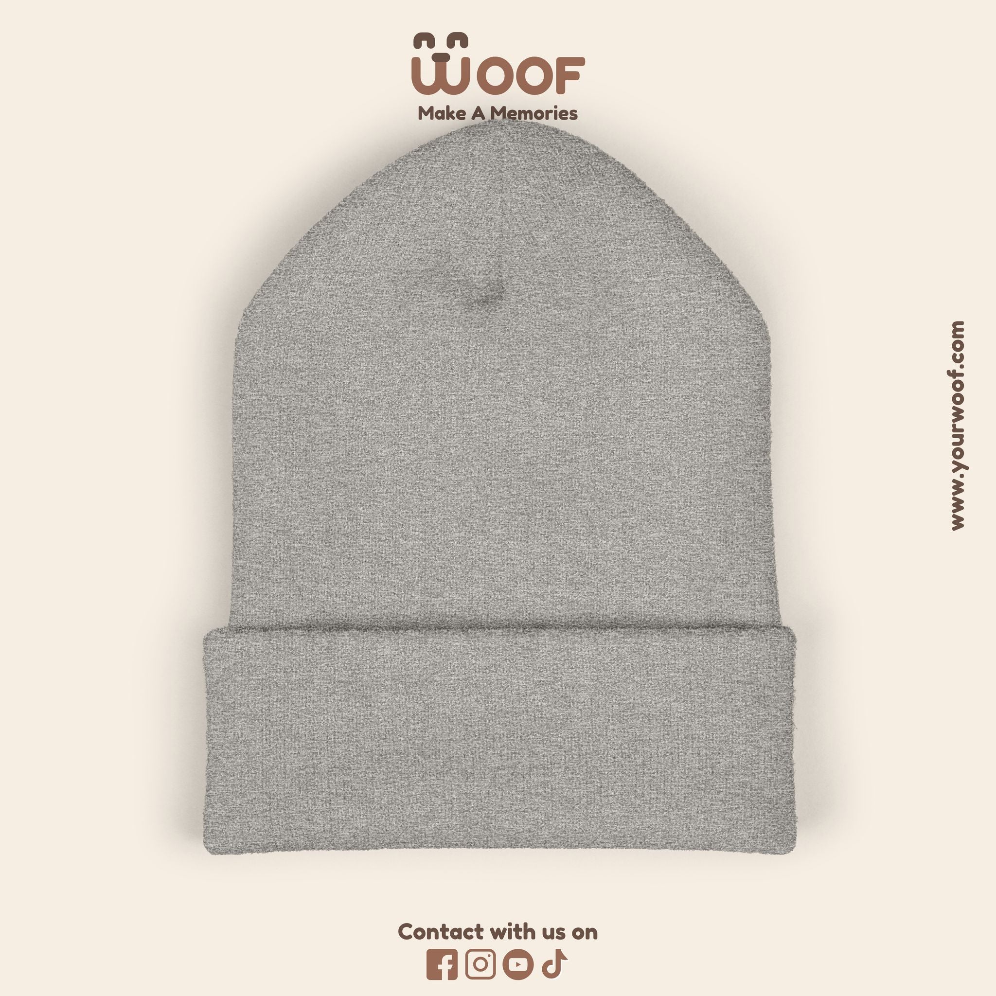 Classic Cuffed Beanie with 'Woof' Embroidery - Perfect for Dog Lovers, Winter Wear, Gift for Pet Owners, Cozy Accessory, Everyday Style