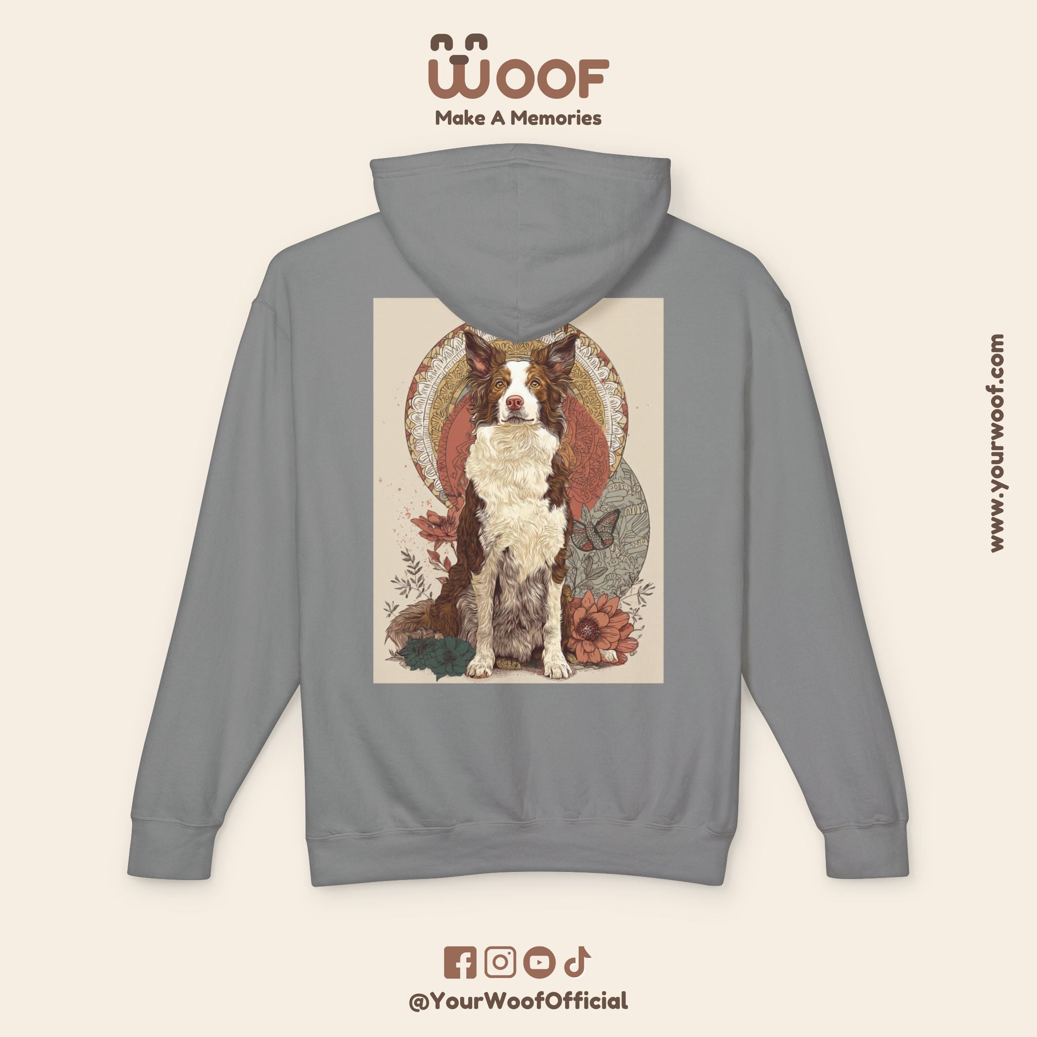 Vintage Dog Art Unisex Lightweight Hooded Sweatshirt - Pet Lover Gift, Nature-Inspired Apparel, Cozy Spring Layer, Dog-Themed Fashion
