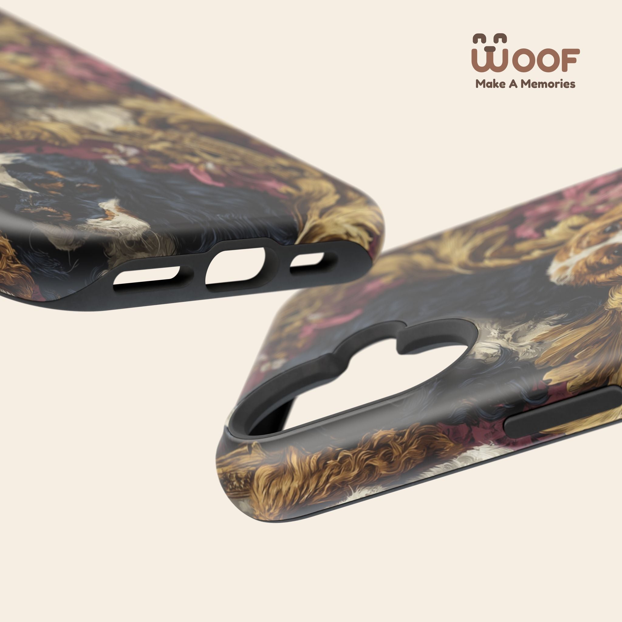 Elegant Pet Portrait Phone Case – Floral Design, Dog Lover Gift, Durable Phone Cover, Unique Art Case, Stylish Accessory