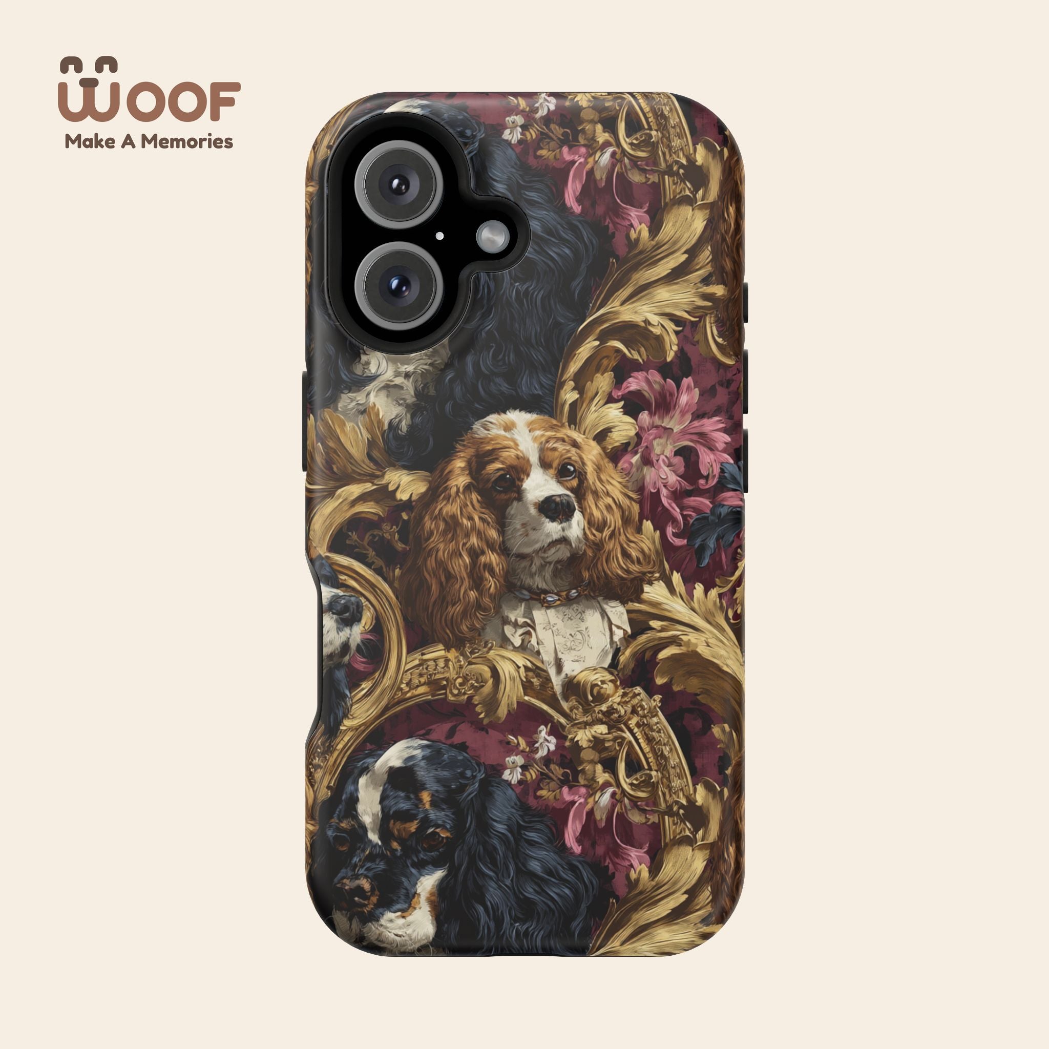 Elegant Pet Portrait Phone Case – Floral Design, Dog Lover Gift, Durable Phone Cover, Unique Art Case, Stylish Accessory