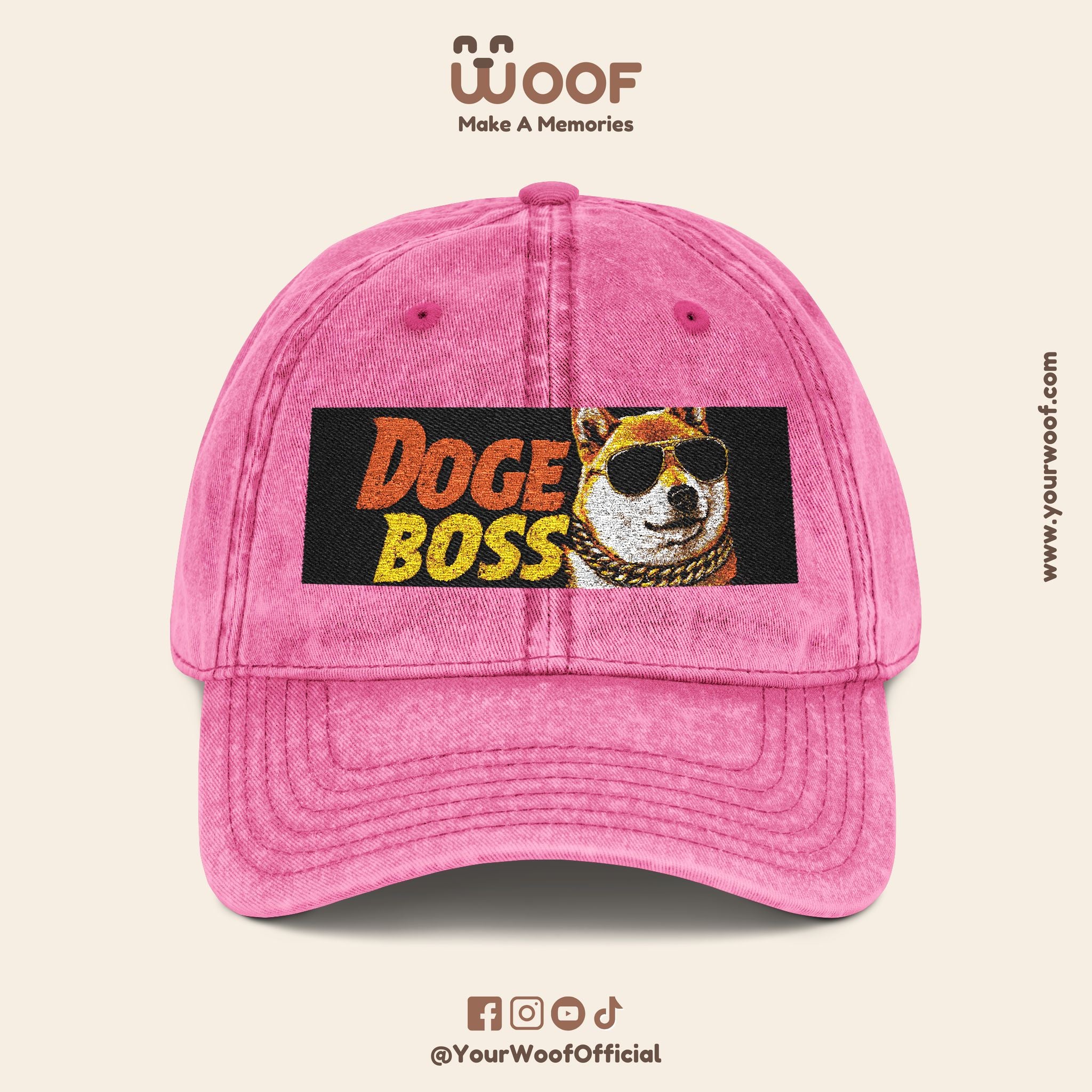 Vintage Doge Boss Cap, Retro Embroidered Hat, Unique Gift for Meme Lovers, Trendy Dad Hat, Cool Casual Accessory