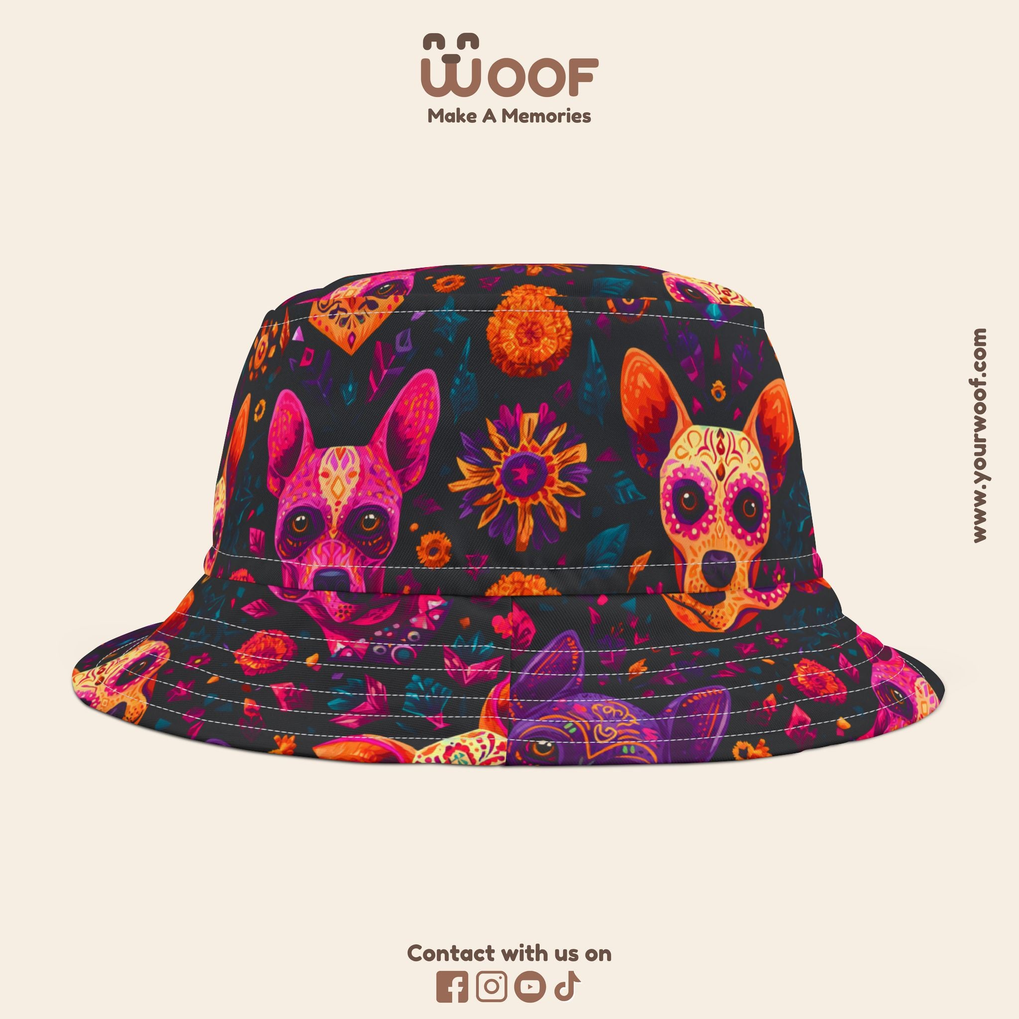 Dog Lover's Bucket Hat, AOP Pet Print Hat, Canine Fashion Accessory, Gift for Dog Owners, Summer Pet Accessories, Fun Dog Hat