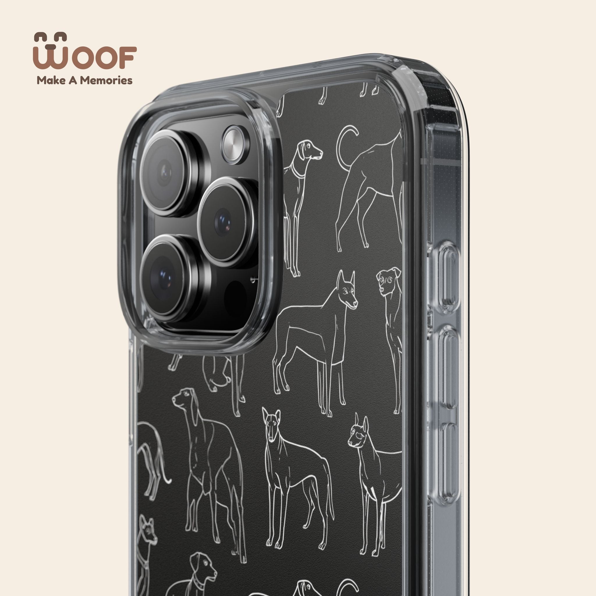 Stylish Dog Print Clear Phone Case, Pet Lover Gift, Customizable Clear Cases, Dog Owner Accessories, Cute Phone Covers