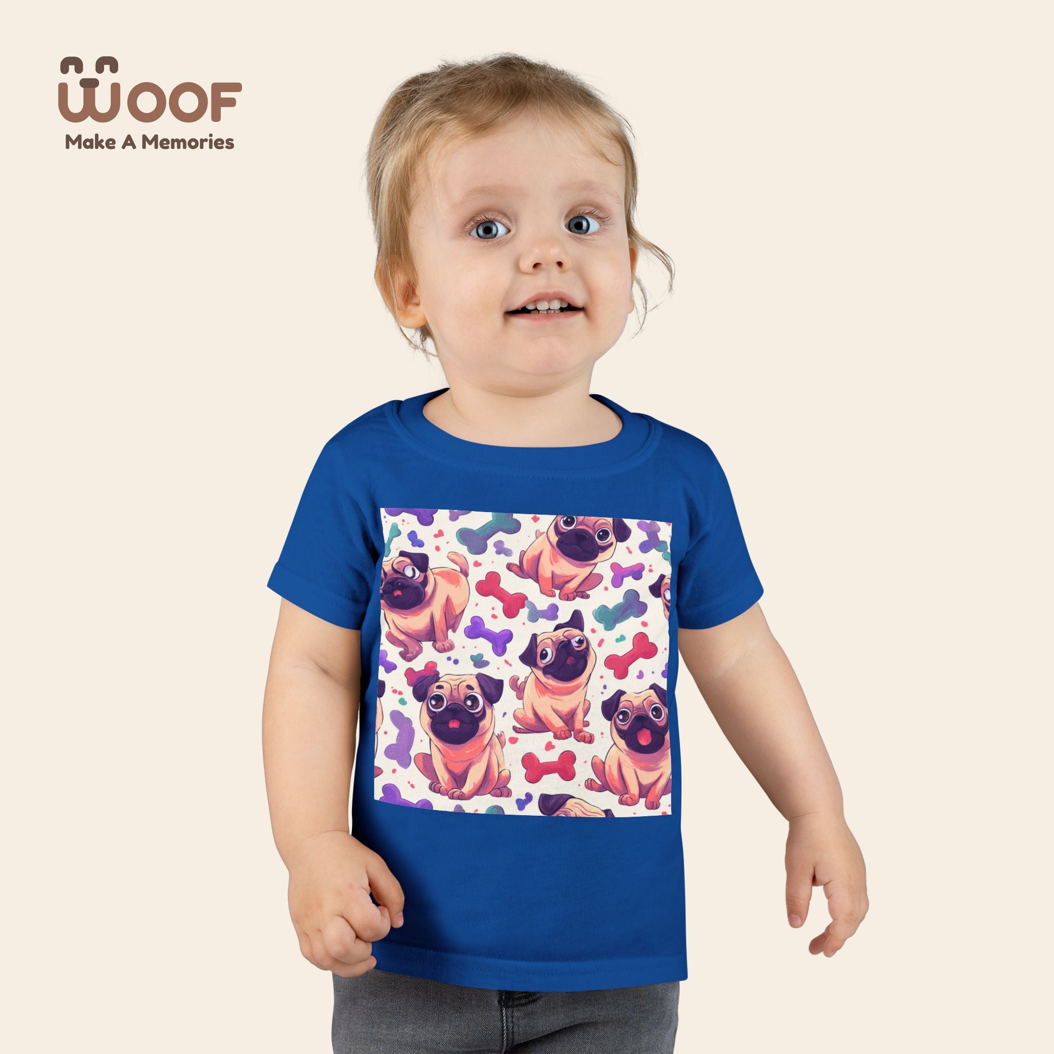 Pug Pattern Toddler T-Shirt, Cute Dog Tee, Kids Wear, Birthday Outfit, Animal Lover Gift, Playful Design, Fun Fashion