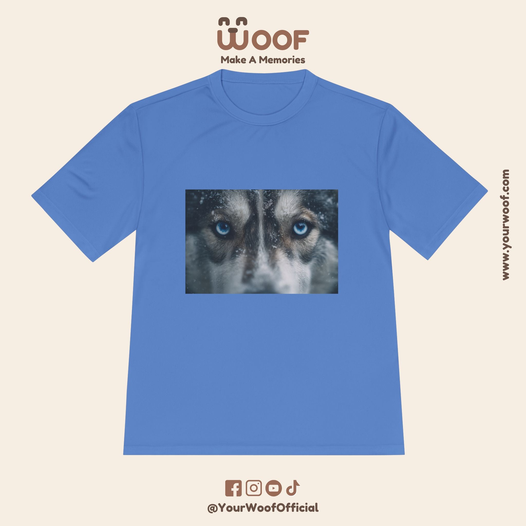 Woof Unisex Moisture Wicking Tee - Dog Lover's Apparel, Perfect for Outdoor Adventures, Pet Days, Gifts for Dog Owners, Cool Summer Wear