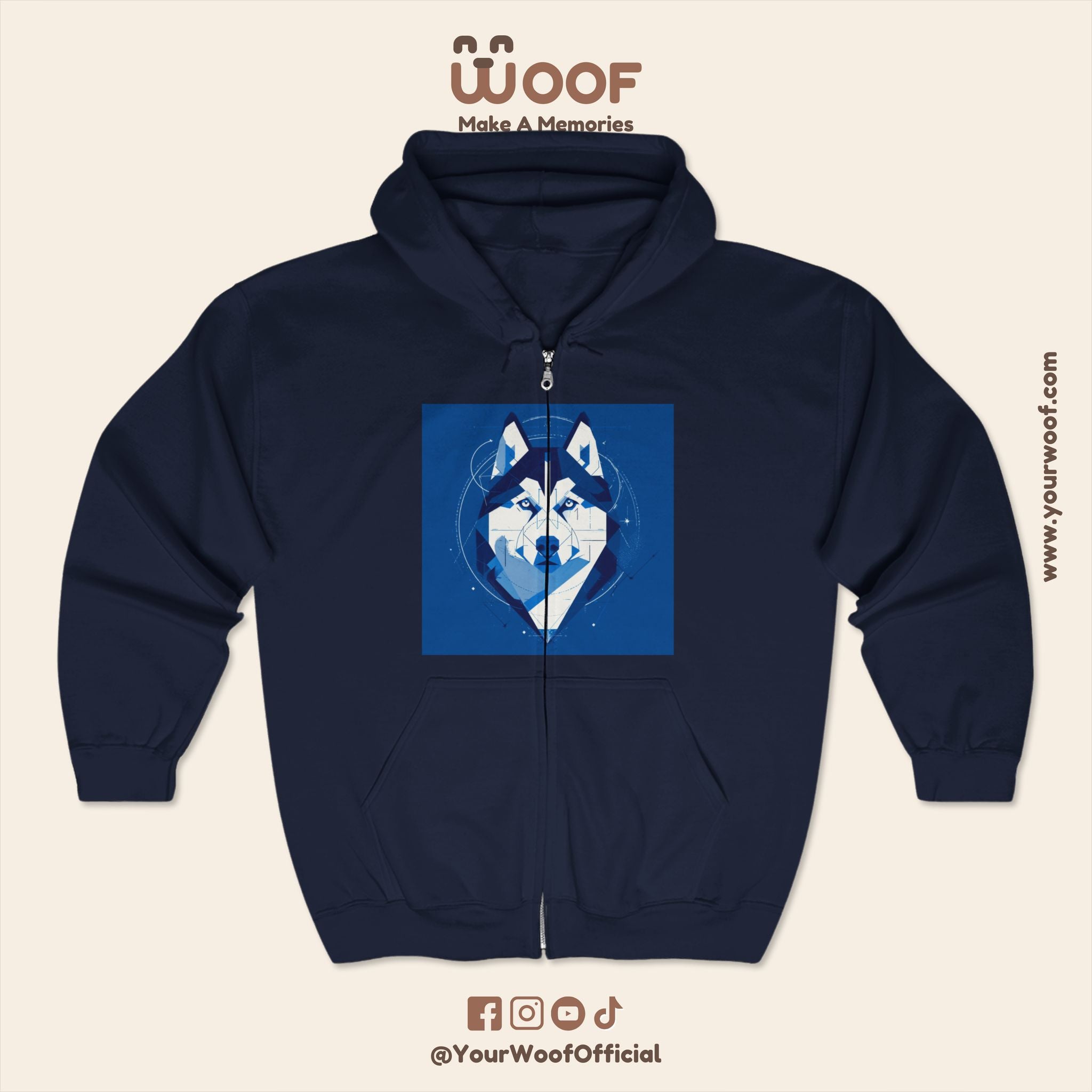 Wolf Design Full Zip Hoodie - Cozy & Stylish Outerwear