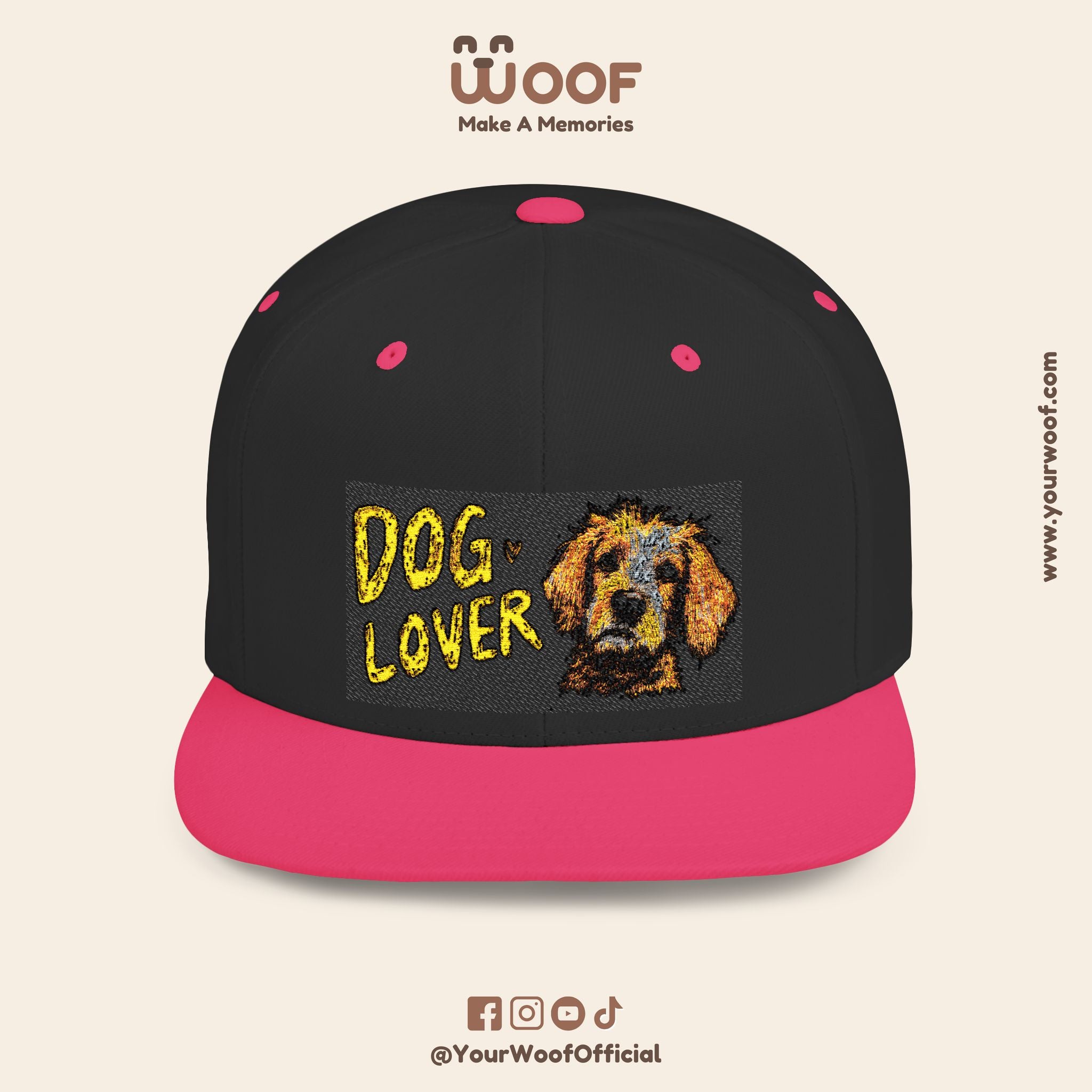 Dog Lover Flat Bill Snapback Hat, Casual Cap for Pet Owners, Dog Gift, Adjustable Hat, Fashion Accessory for Animal Lovers