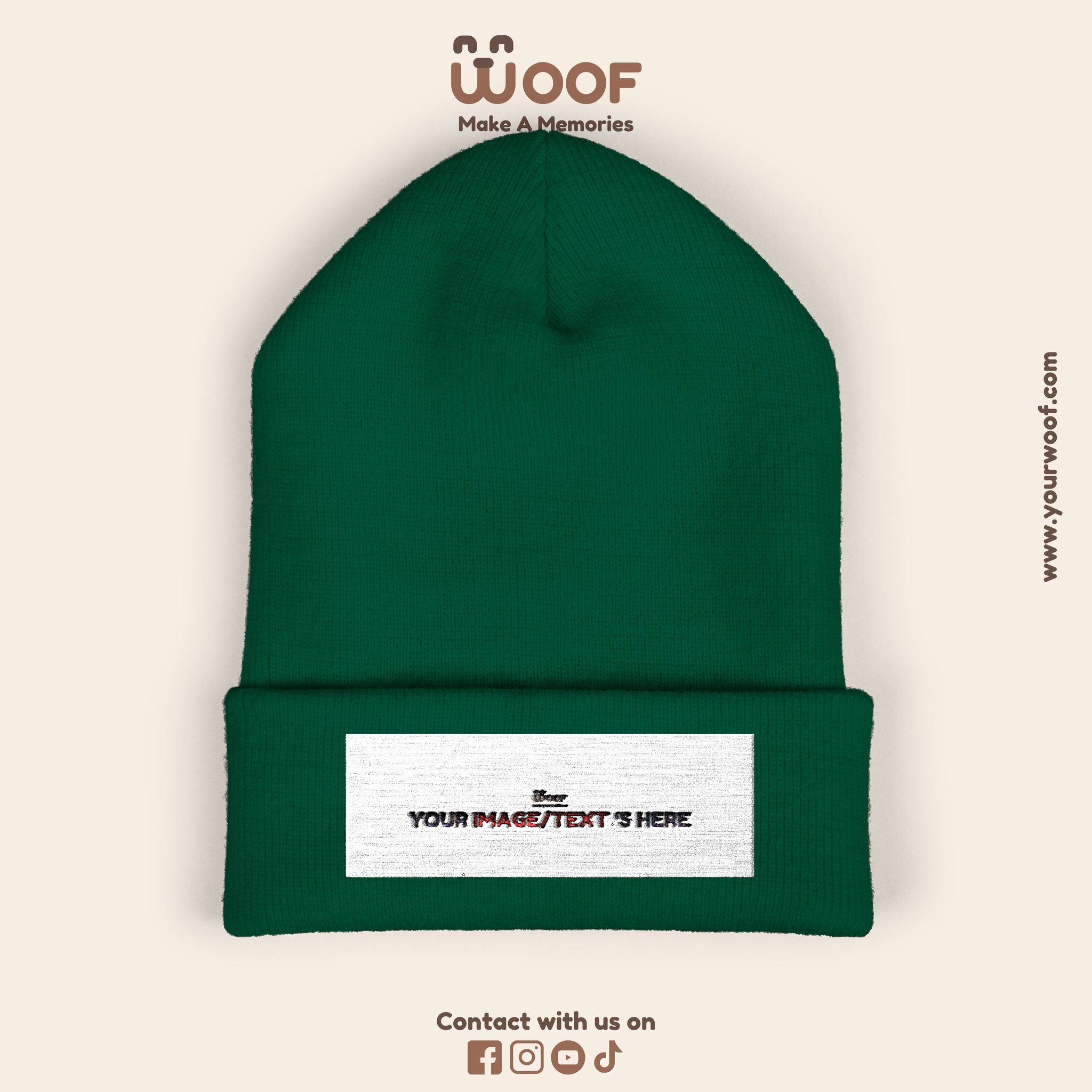 Classic Cuffed Beanie with 'Woof' Embroidery - Perfect for Dog Lovers, Winter Wear, Gift for Pet Owners, Cozy Accessory, Everyday Style