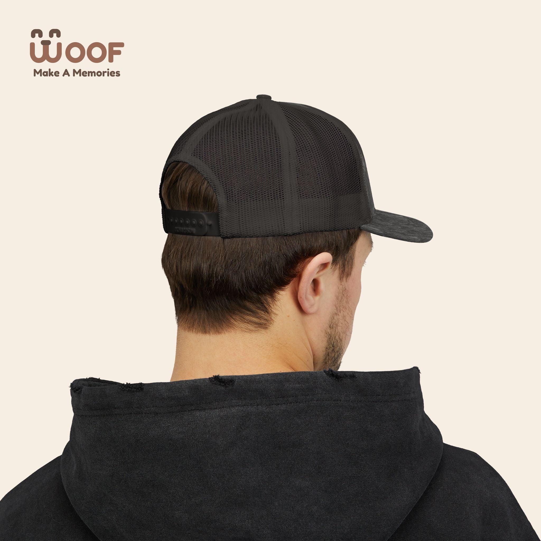 Woof Snapback Trucker Cap - Pet Lovers Gift, Dog Mom Hat, Casual Outdoor Accessory, Fun Pet Apparel, Unique Dog Dad Gift