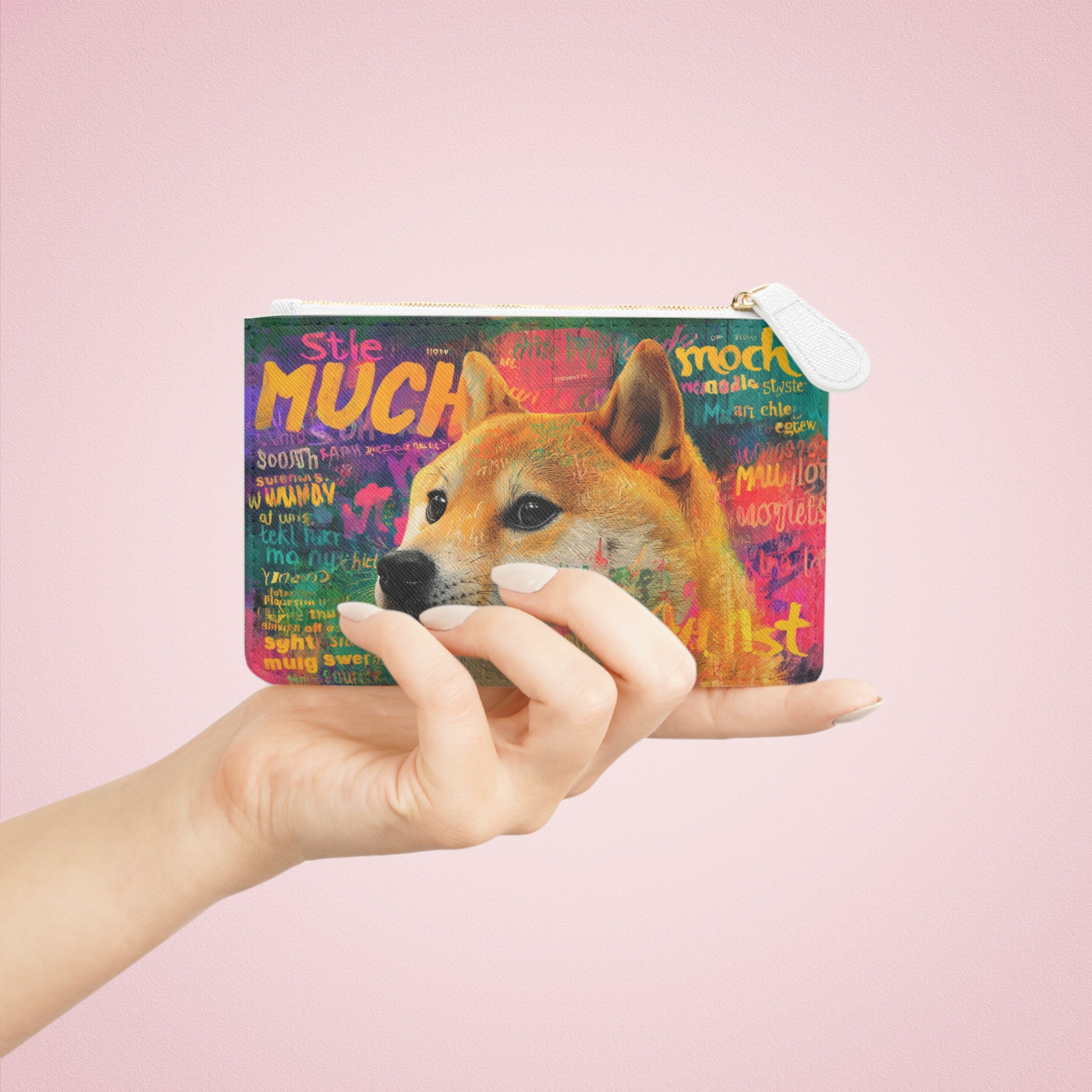 Colorful Doge Mini Clutch Bag, Cute Dog Purse, Trendy Accessory, Fun Gift, Statement Bag, Great for Dog Lovers