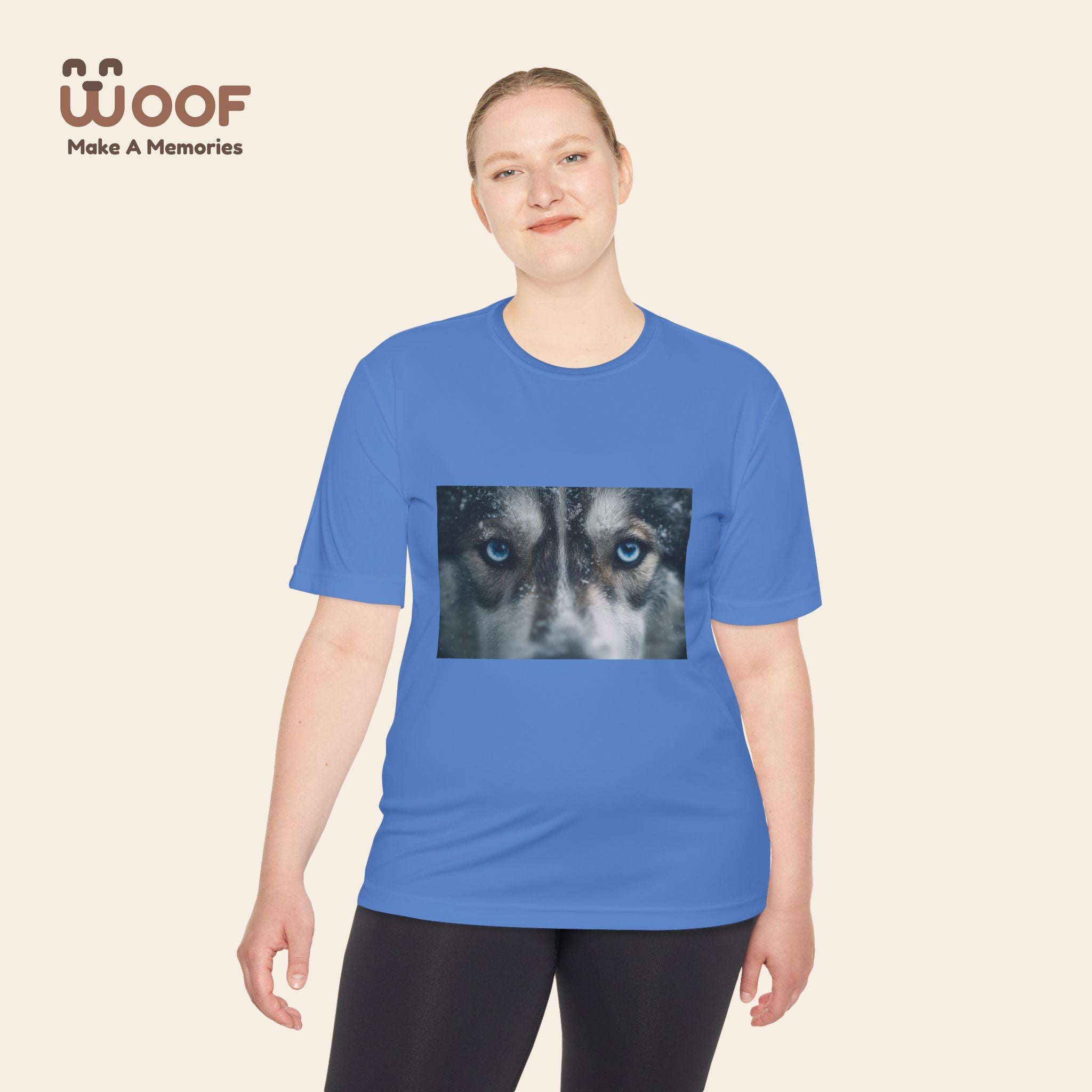 Woof Unisex Moisture Wicking Tee - Dog Lover's Apparel, Perfect for Outdoor Adventures, Pet Days, Gifts for Dog Owners, Cool Summer Wear
