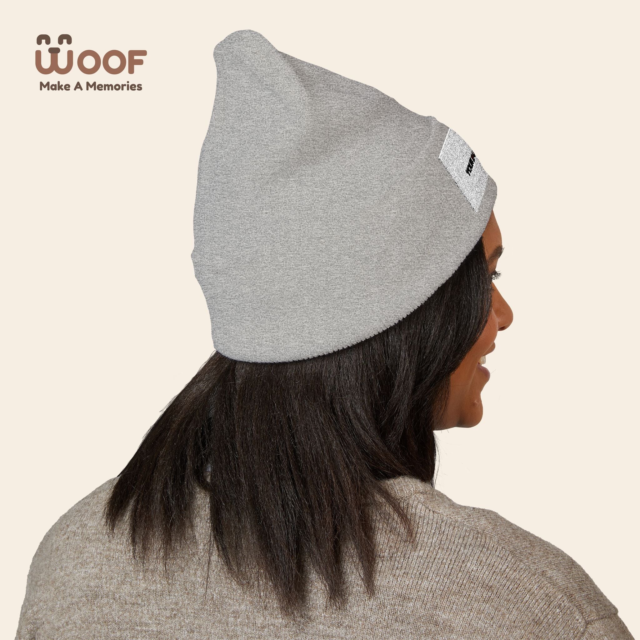 Classic Cuffed Beanie with 'Woof' Embroidery - Perfect for Dog Lovers, Winter Wear, Gift for Pet Owners, Cozy Accessory, Everyday Style
