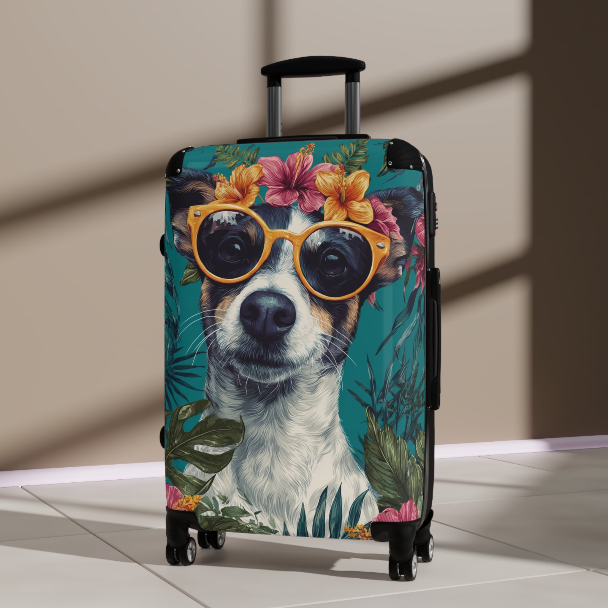 Tropical Dog Luggage Suitcase - Stylish Carry-On with Fun Pet Design