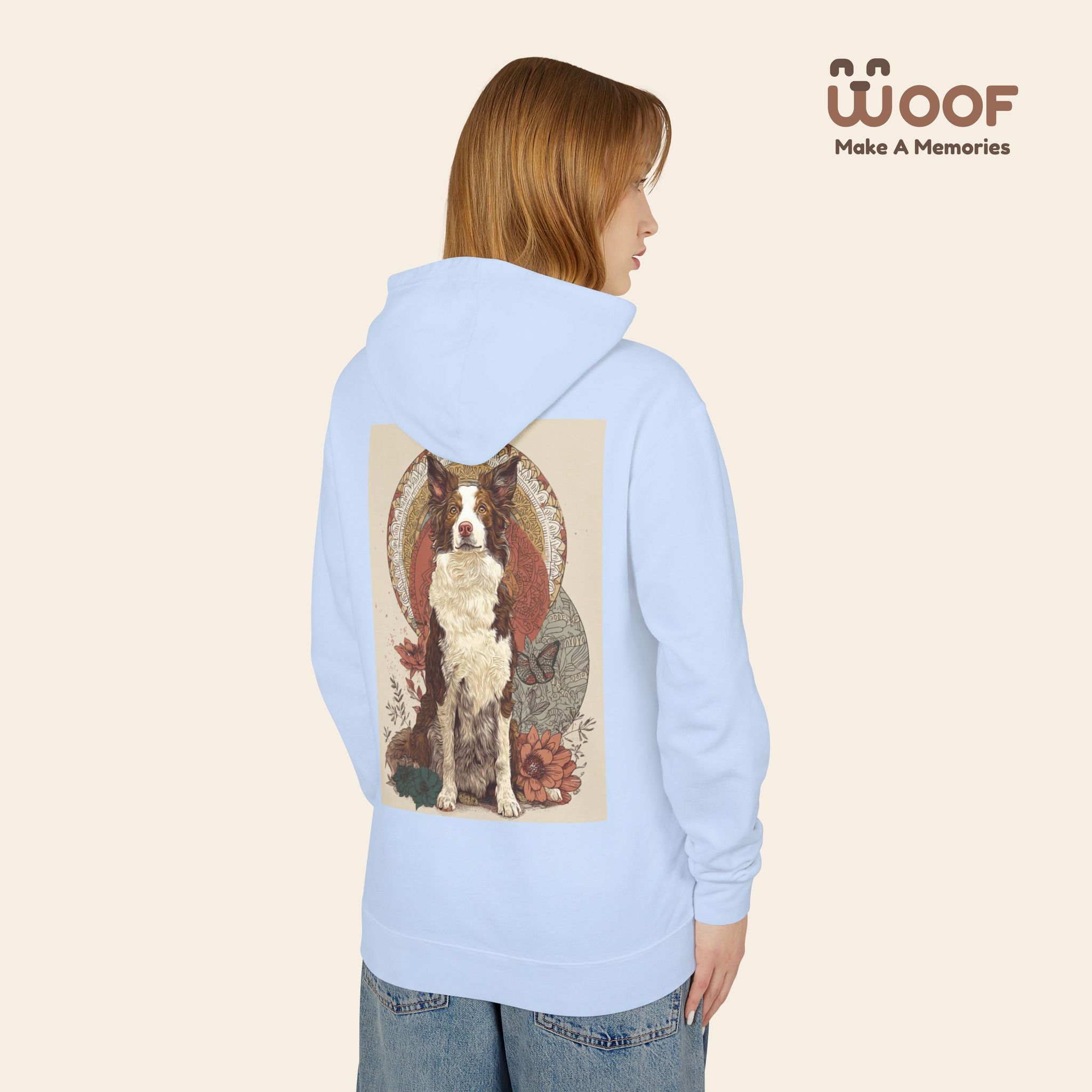 Vintage Dog Art Unisex Lightweight Hooded Sweatshirt - Pet Lover Gift, Nature-Inspired Apparel, Cozy Spring Layer, Dog-Themed Fashion