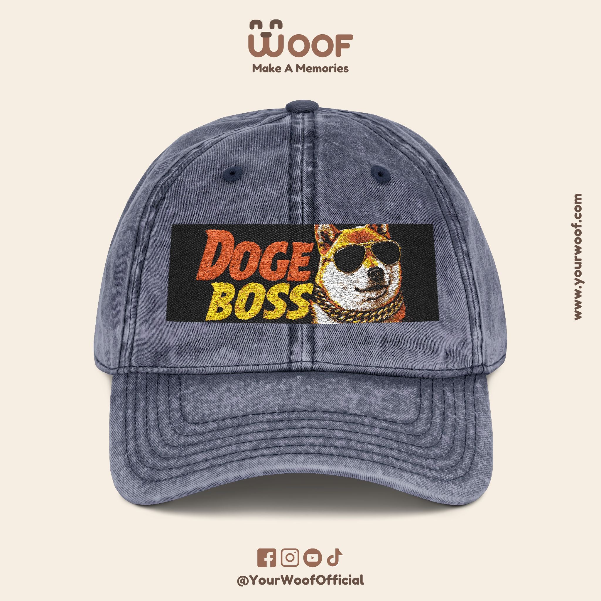 Vintage Doge Boss Cap, Retro Embroidered Hat, Unique Gift for Meme Lovers, Trendy Dad Hat, Cool Casual Accessory