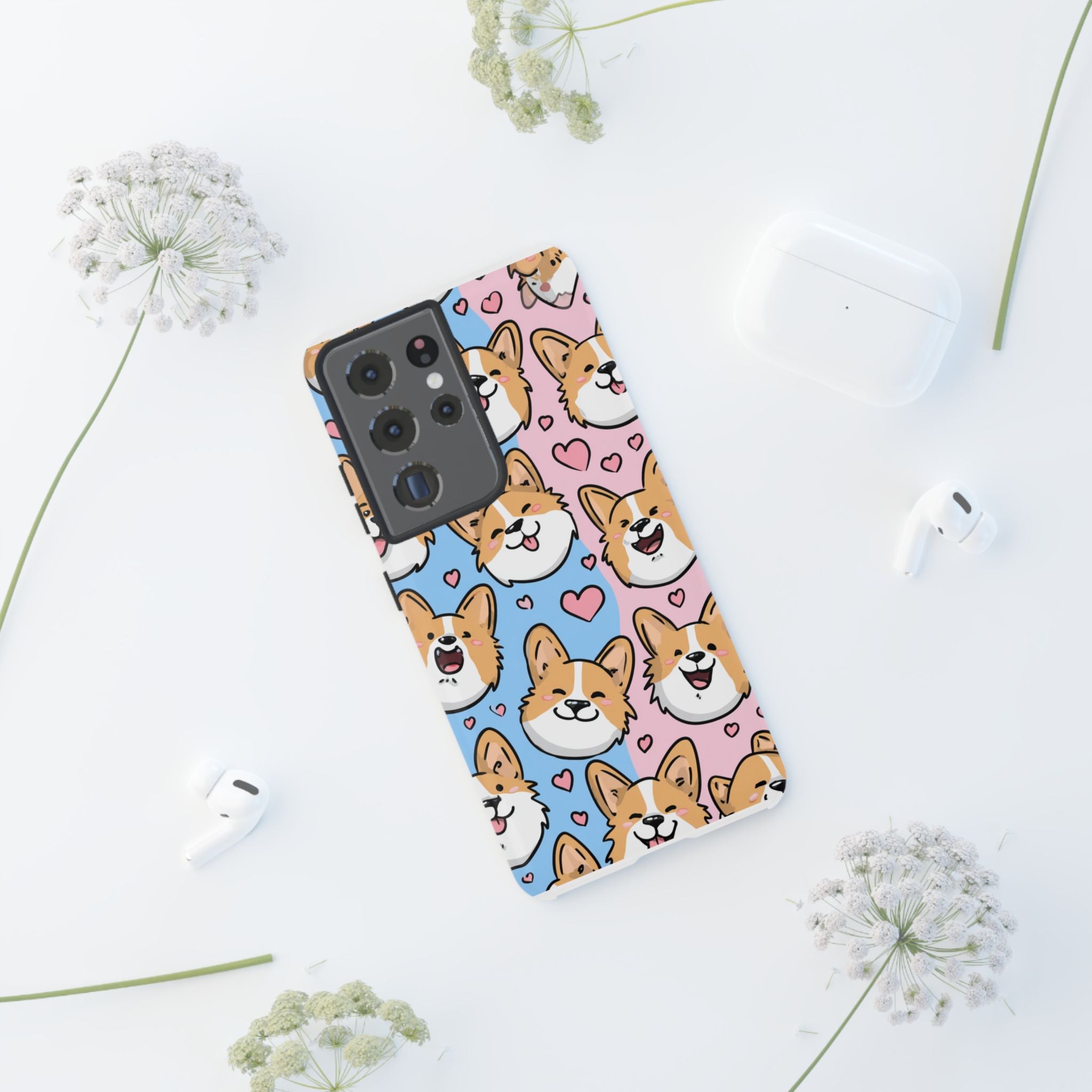 Cute Corgi Phone Case – Fun & Playful Protection with Love Hearts