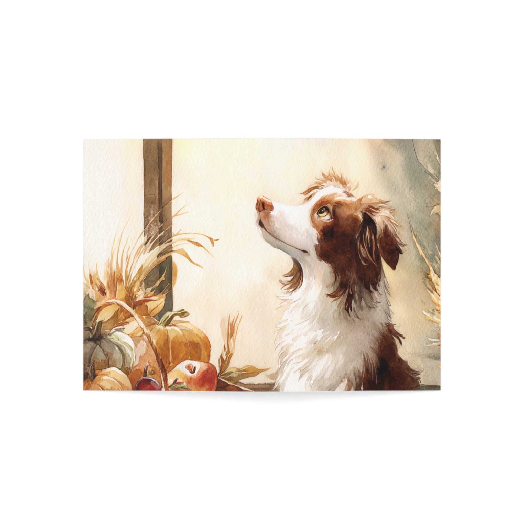 Watercolor Dog & Autumn Harvest Greeting Cards - Set of 1, 10, 30, or 50