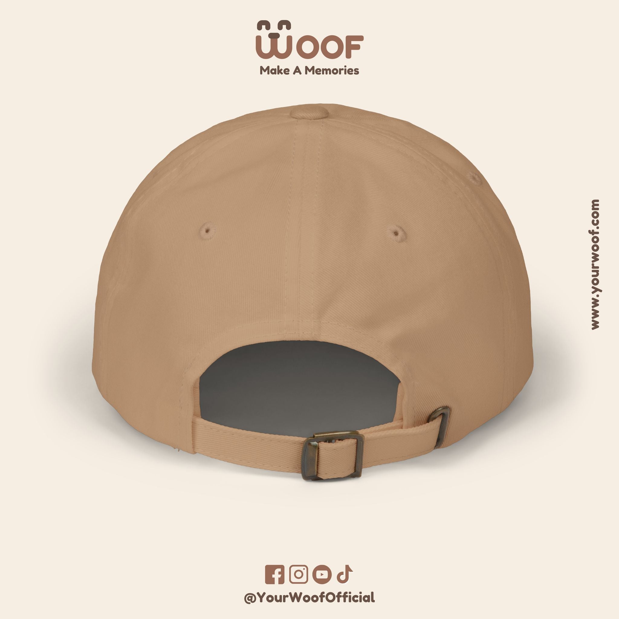 Classic Dad Cap with Woof Design, Adjustable Cap for Dog Lovers, Gift for Pet Owners, Casual Style Hat, Everyday Wear