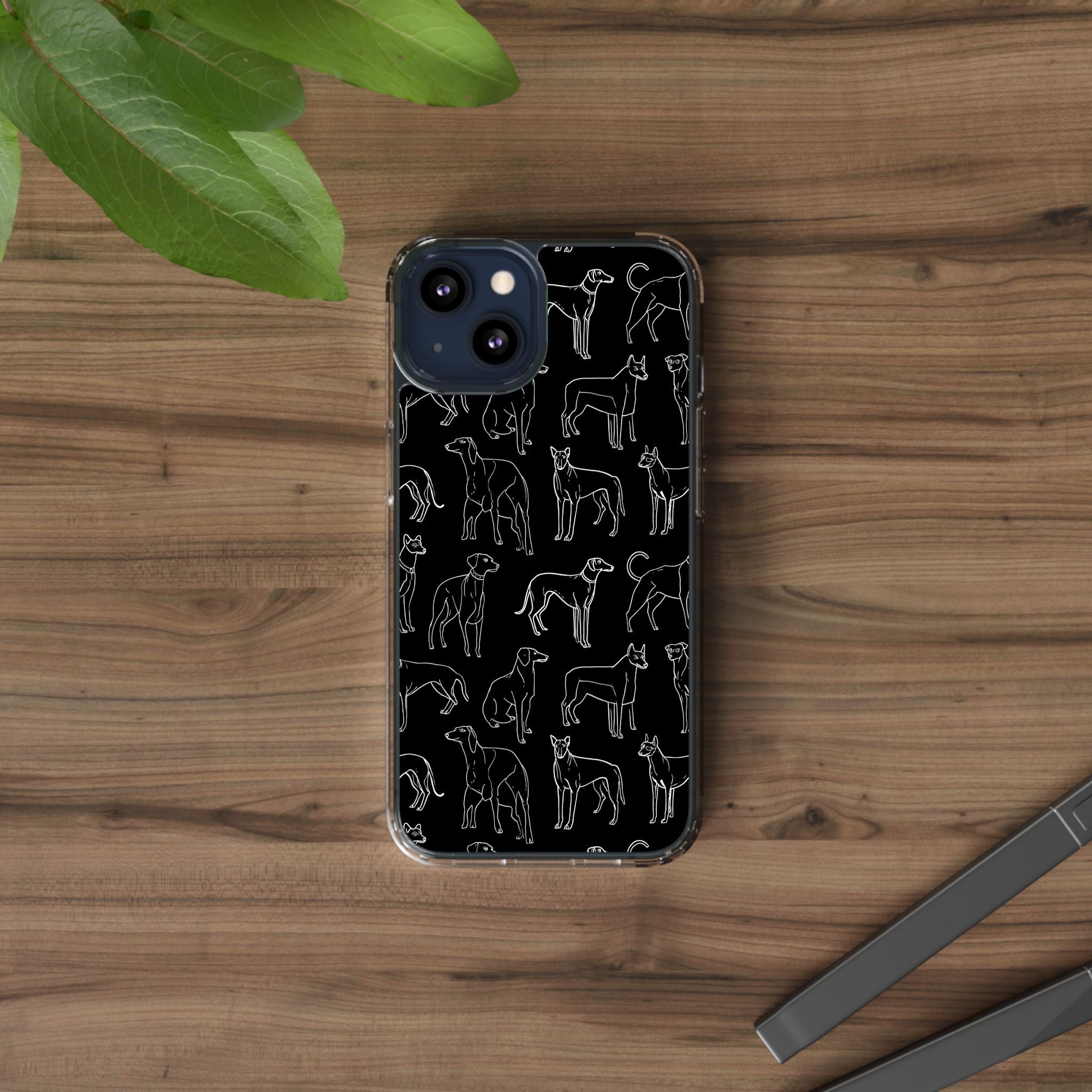 Stylish Dog Print Clear Phone Case, Pet Lover Gift, Customizable Clear Cases, Dog Owner Accessories, Cute Phone Covers