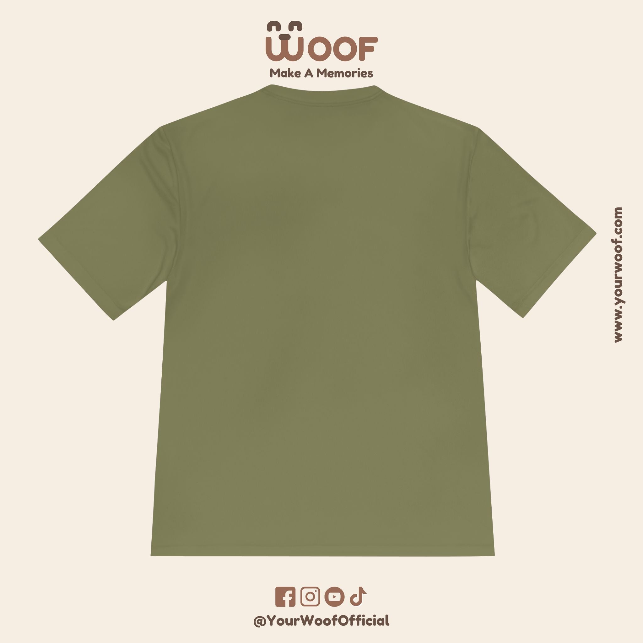 Woof Unisex Moisture Wicking Tee - Dog Lover's Apparel, Perfect for Outdoor Adventures, Pet Days, Gifts for Dog Owners, Cool Summer Wear