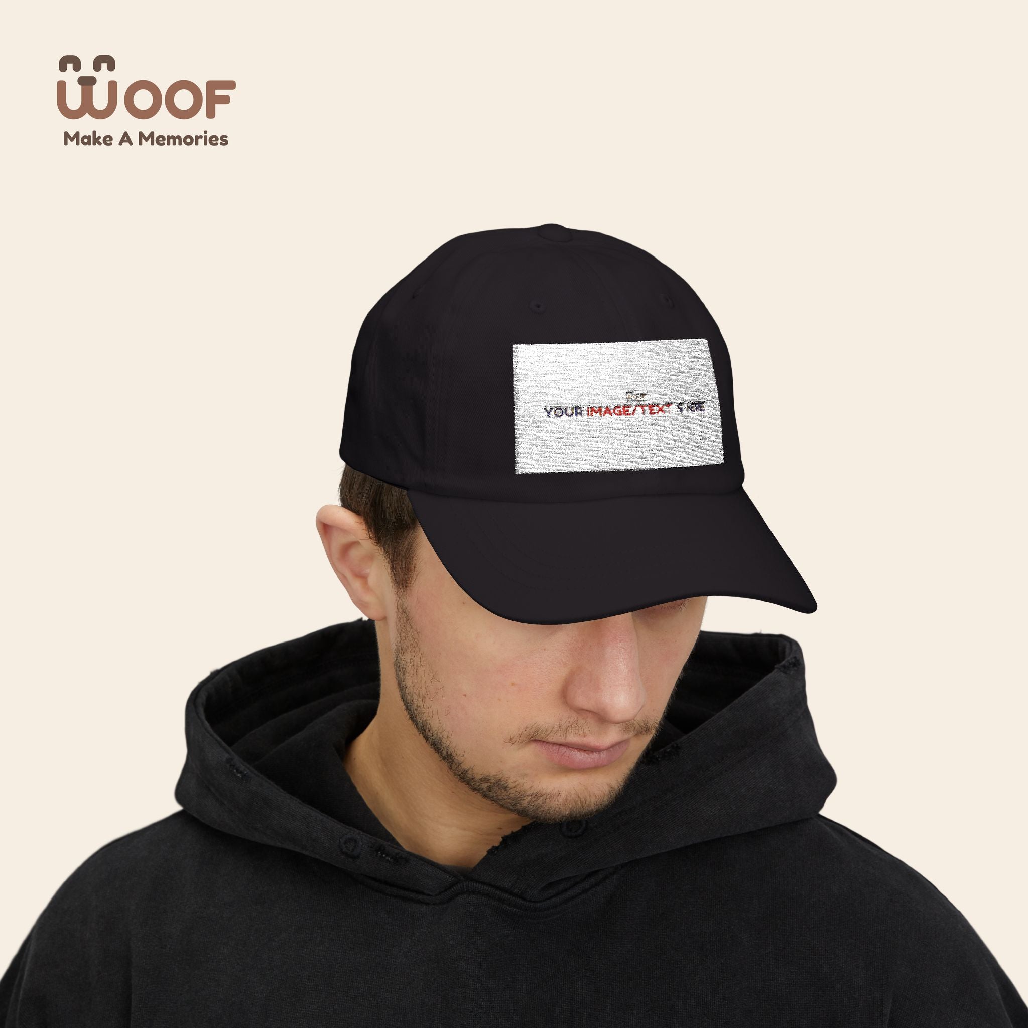 Classic Dad Cap with Woof Design, Adjustable Cap for Dog Lovers, Gift for Pet Owners, Casual Style Hat, Everyday Wear