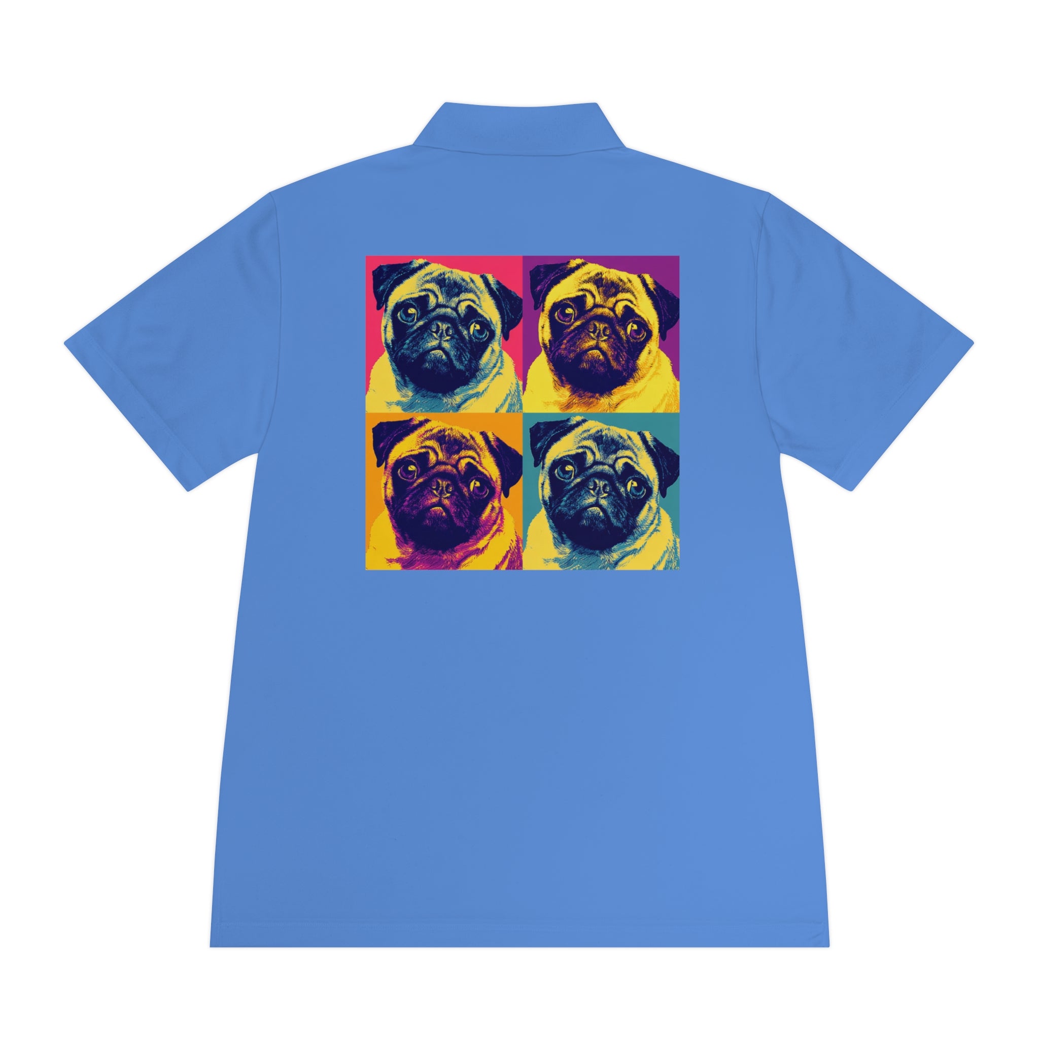 Men's Sport Polo Shirt with Colorful Pug Design, Fun Casual Wear, Dog Lover Gift, Unique Sports Polo, Stylish Outdoor Apparel