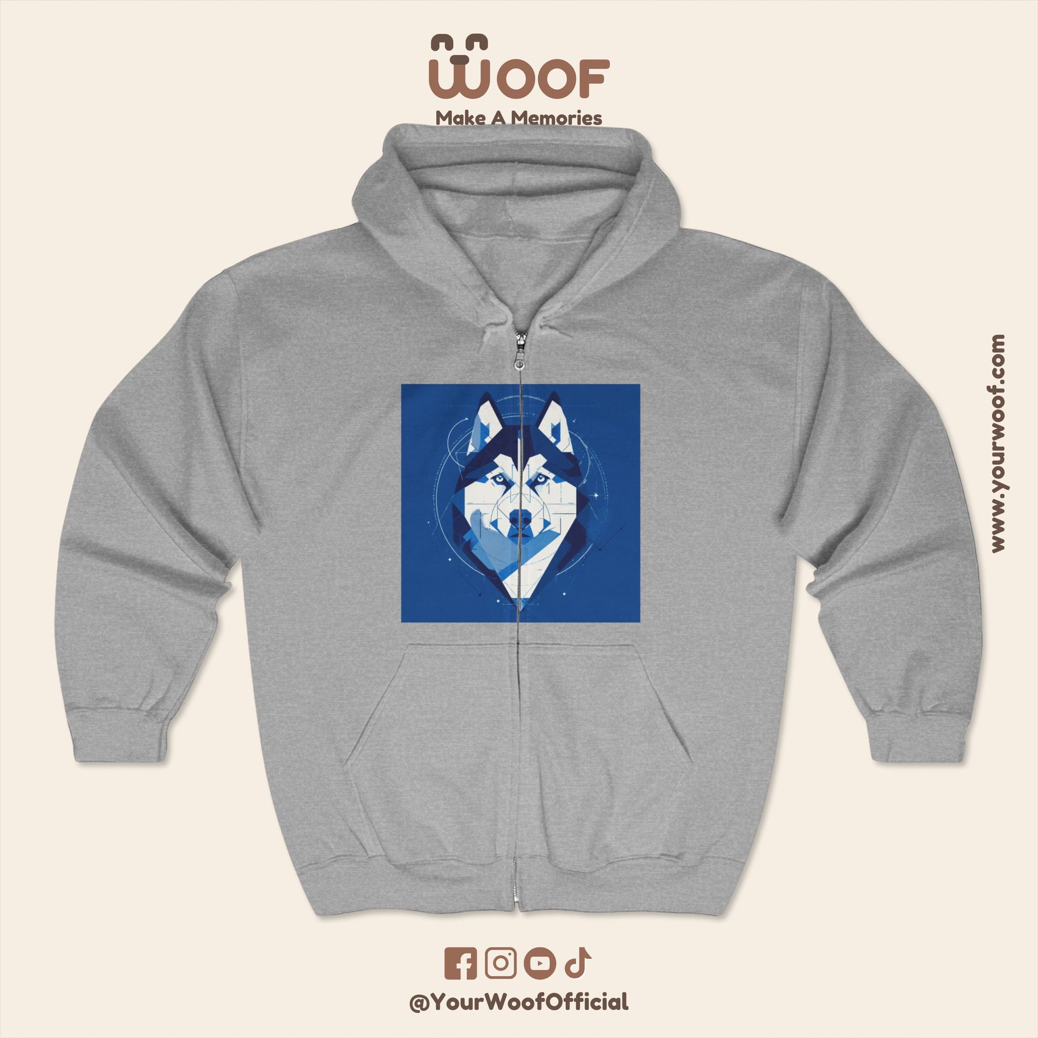 Wolf Design Full Zip Hoodie - Cozy & Stylish Outerwear