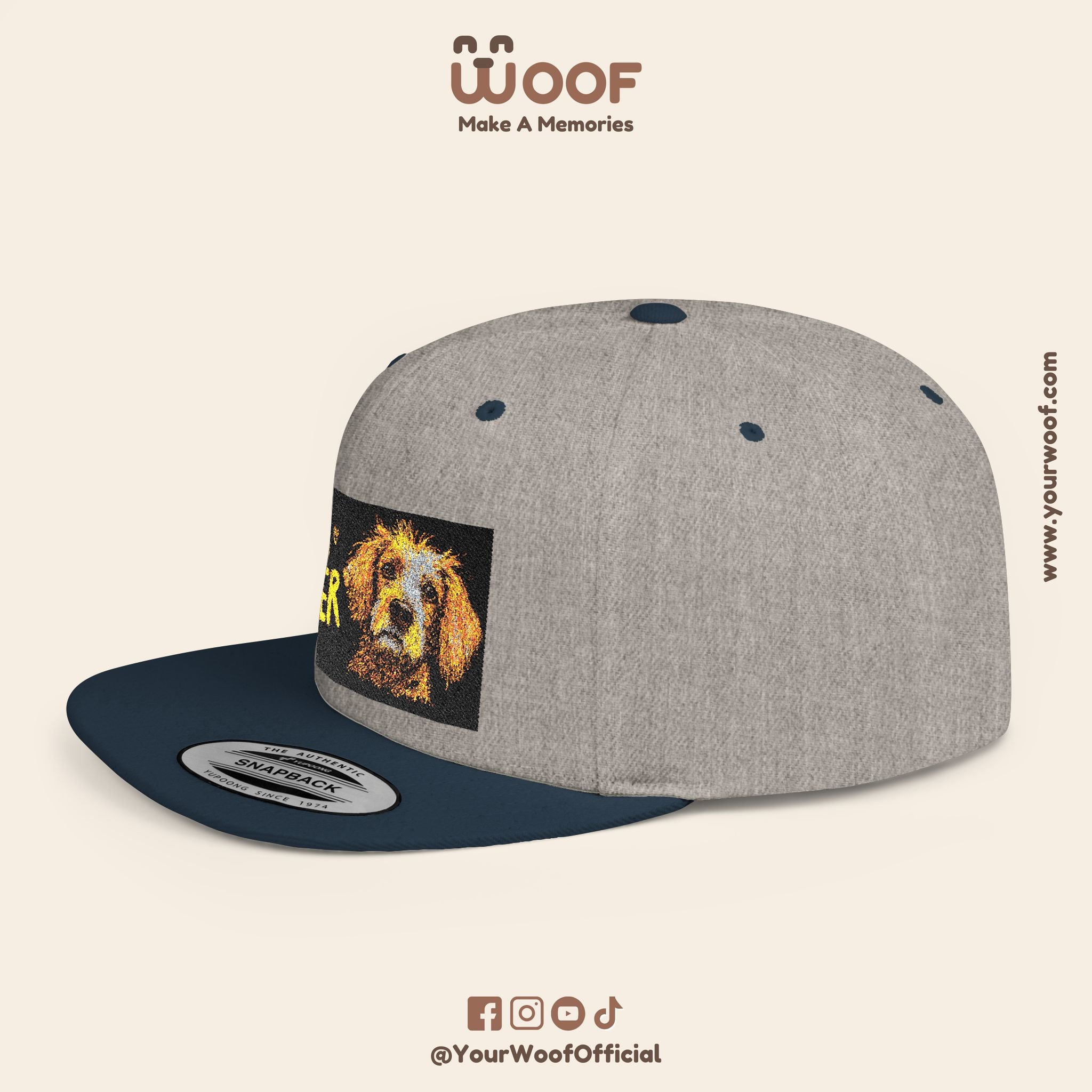 Dog Lover Flat Bill Snapback Hat, Casual Cap for Pet Owners, Dog Gift, Adjustable Hat, Fashion Accessory for Animal Lovers