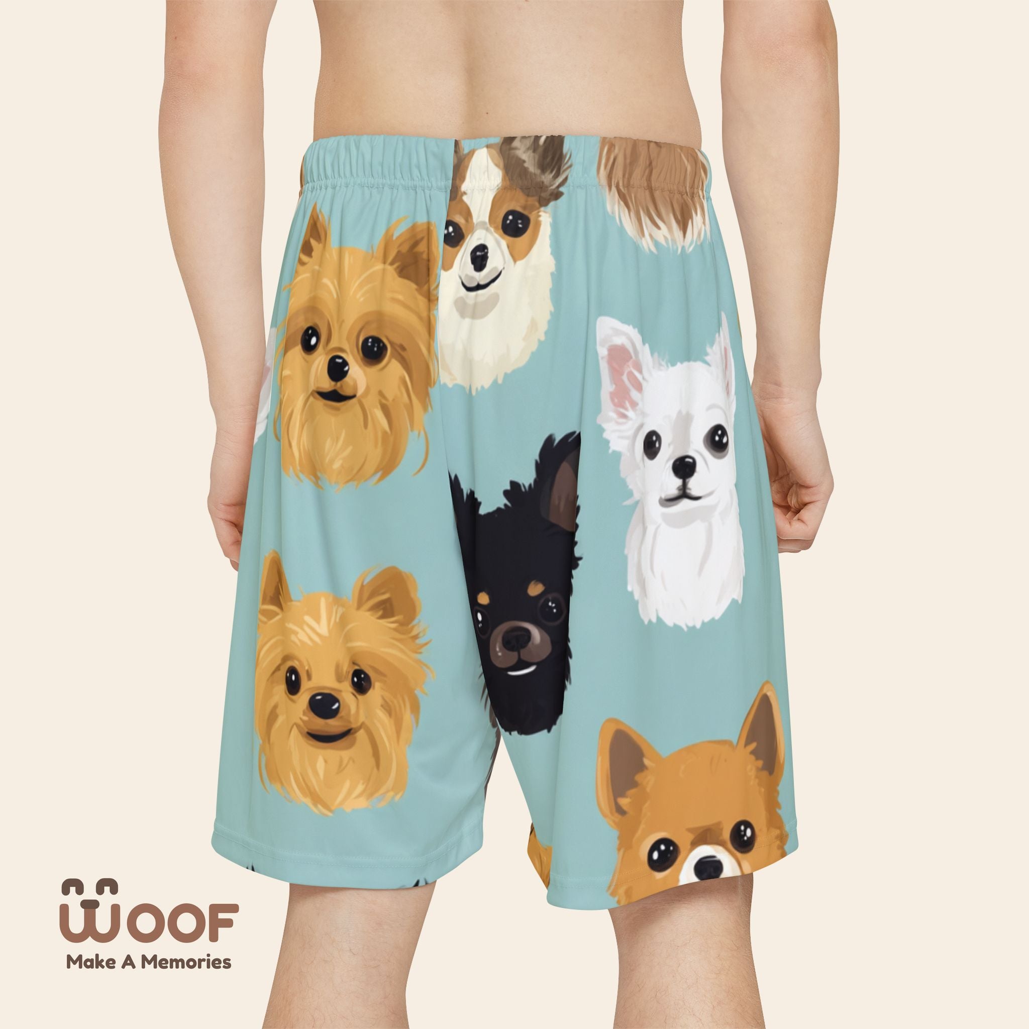 Men's Dog Print Sports Shorts, Pet Lover Shorts, Summer Activewear, Gifts for Dog Owners, Casual Shorts with Puppy Designs