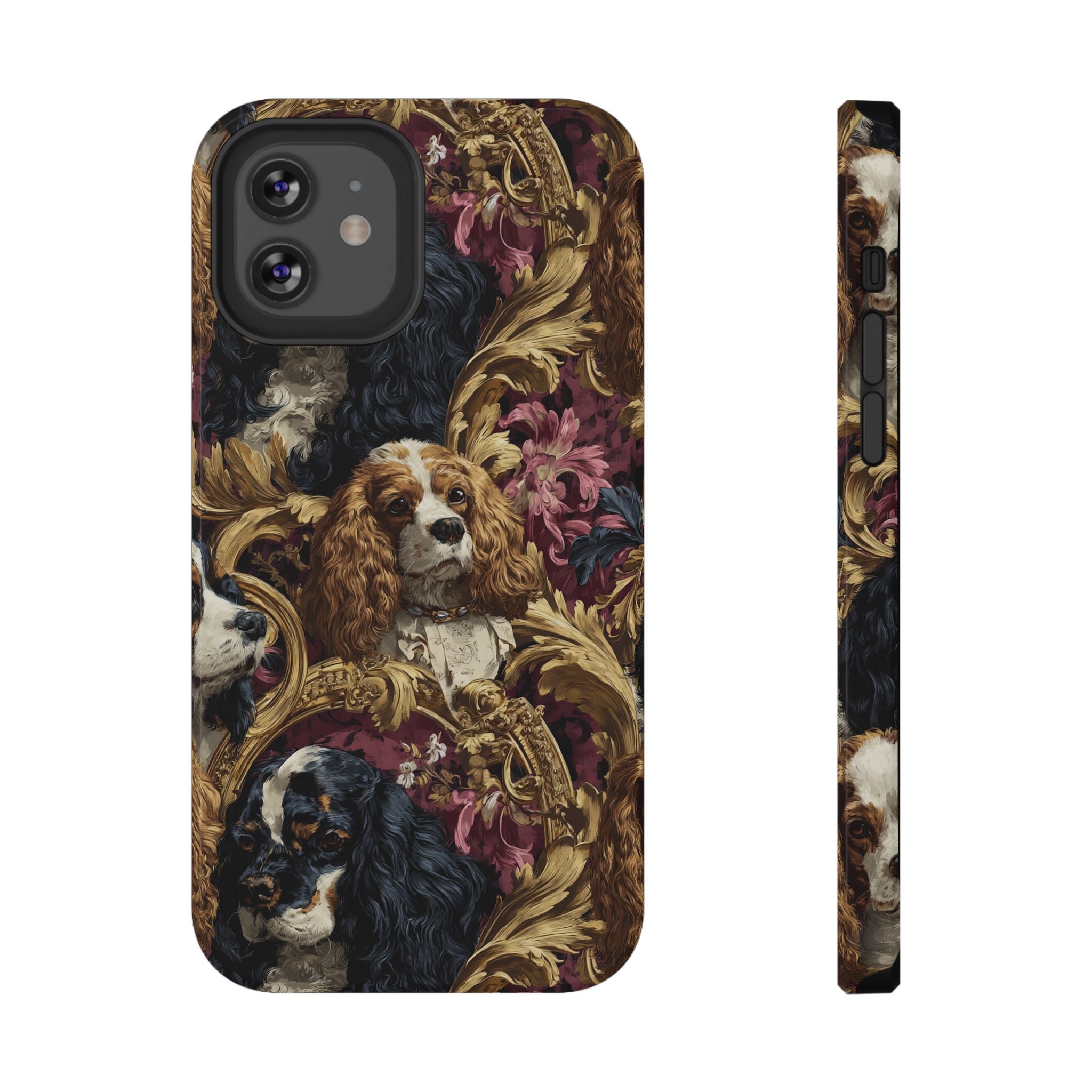 Elegant Pet Portrait Phone Case – Floral Design, Dog Lover Gift, Durable Phone Cover, Unique Art Case, Stylish Accessory