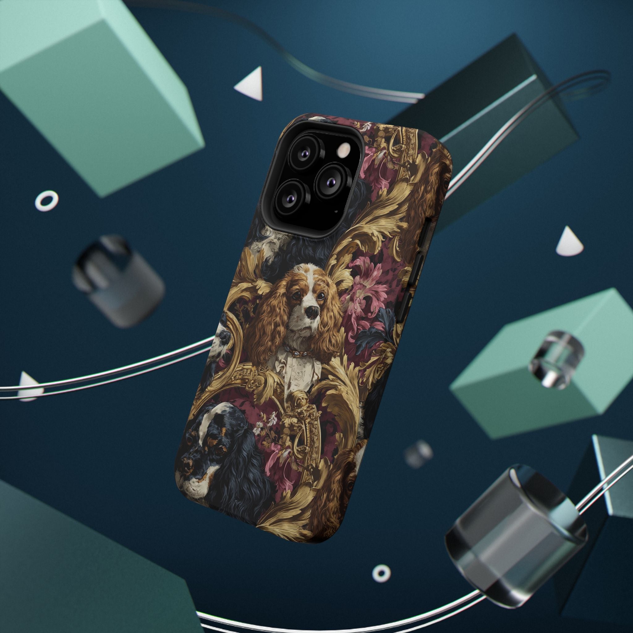 Elegant Pet Portrait Phone Case – Floral Design, Dog Lover Gift, Durable Phone Cover, Unique Art Case, Stylish Accessory