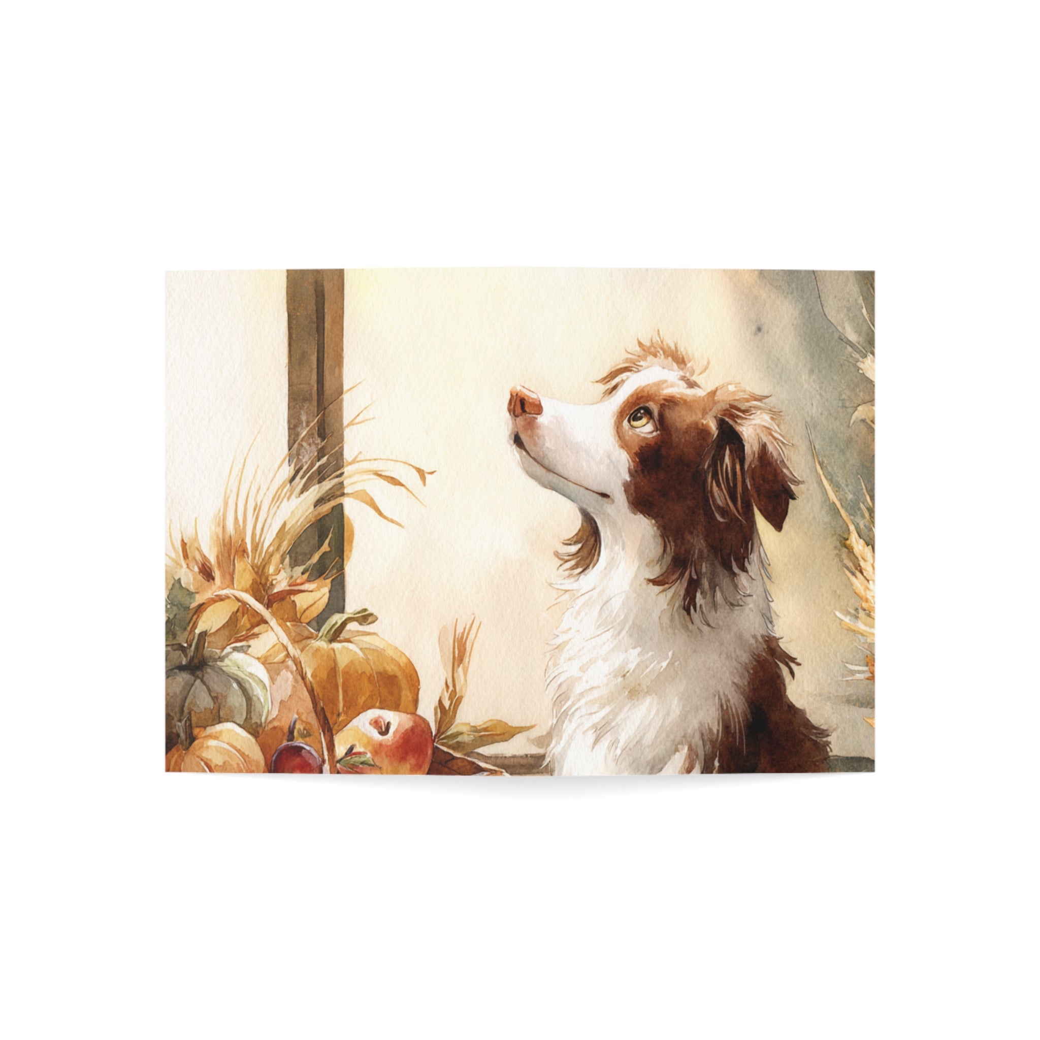 Watercolor Dog & Autumn Harvest Greeting Cards - Set of 1, 10, 30, or 50