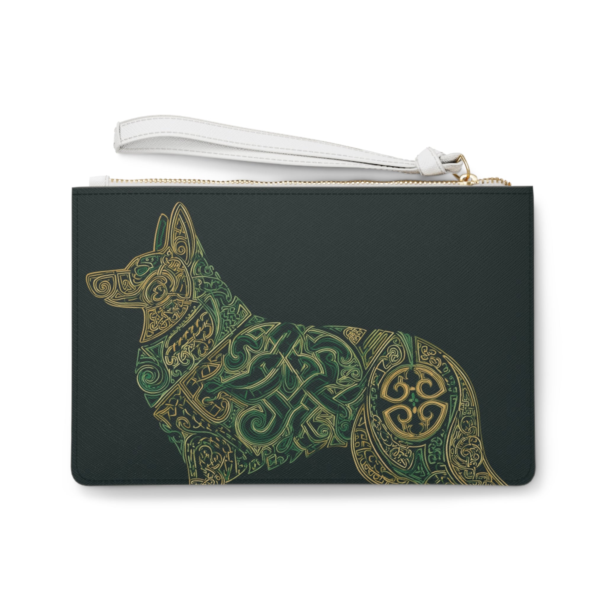 Celtic Dog Clutch Bag, Stylish Pouch for Dog Lovers, Boho Wristlet, Cute Accessory for Events