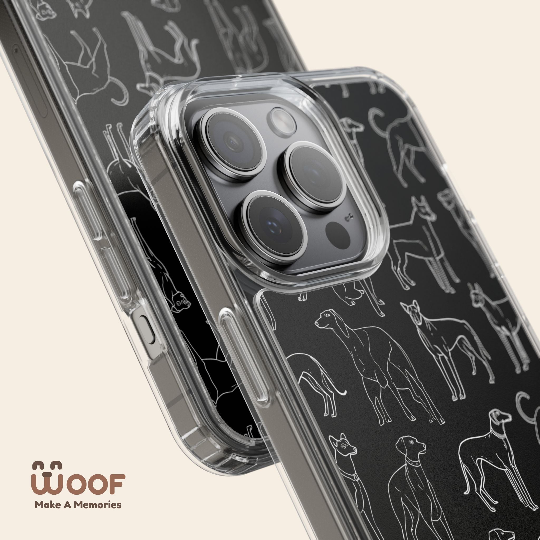 Stylish Dog Print Clear Phone Case, Pet Lover Gift, Customizable Clear Cases, Dog Owner Accessories, Cute Phone Covers