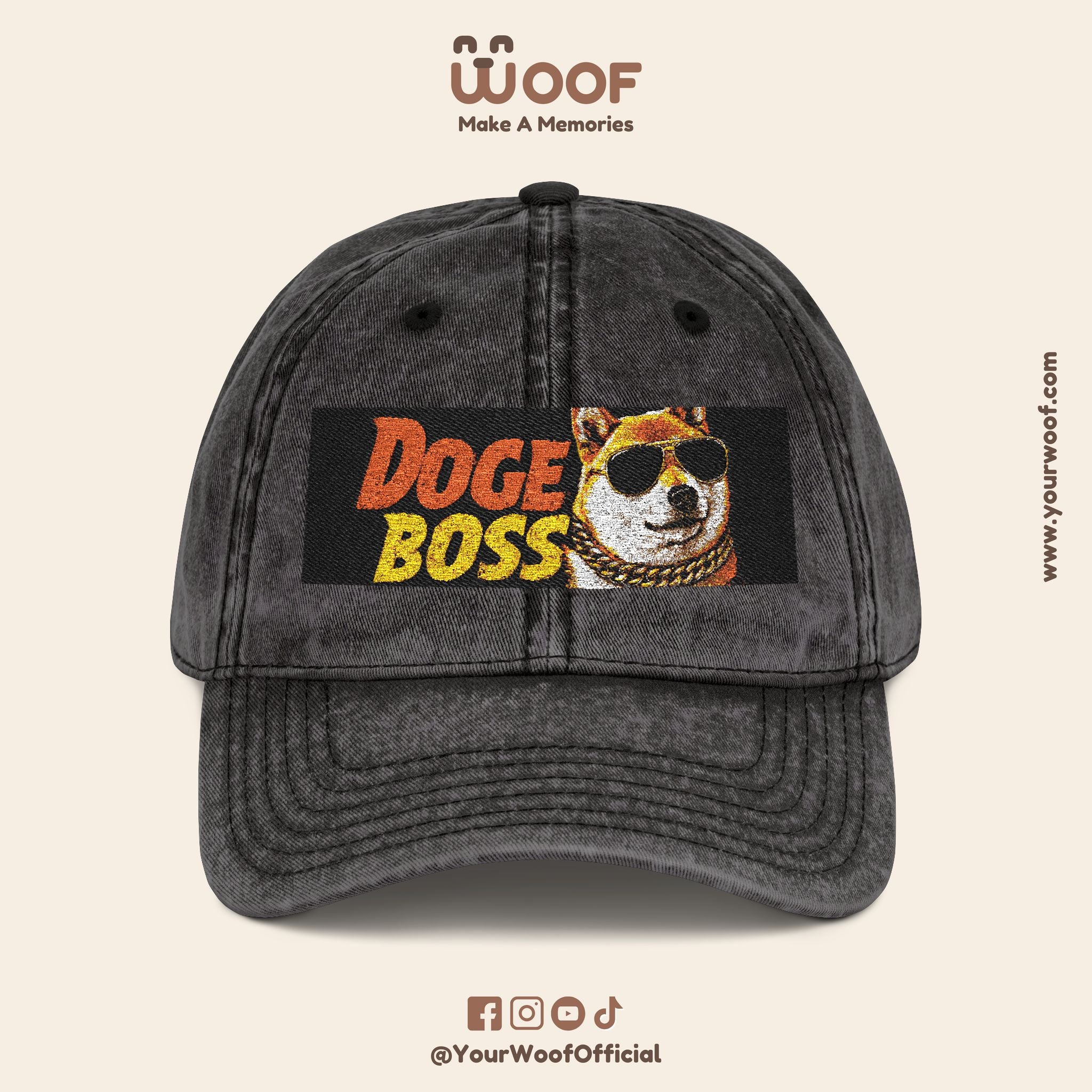 Vintage Doge Boss Cap, Retro Embroidered Hat, Unique Gift for Meme Lovers, Trendy Dad Hat, Cool Casual Accessory